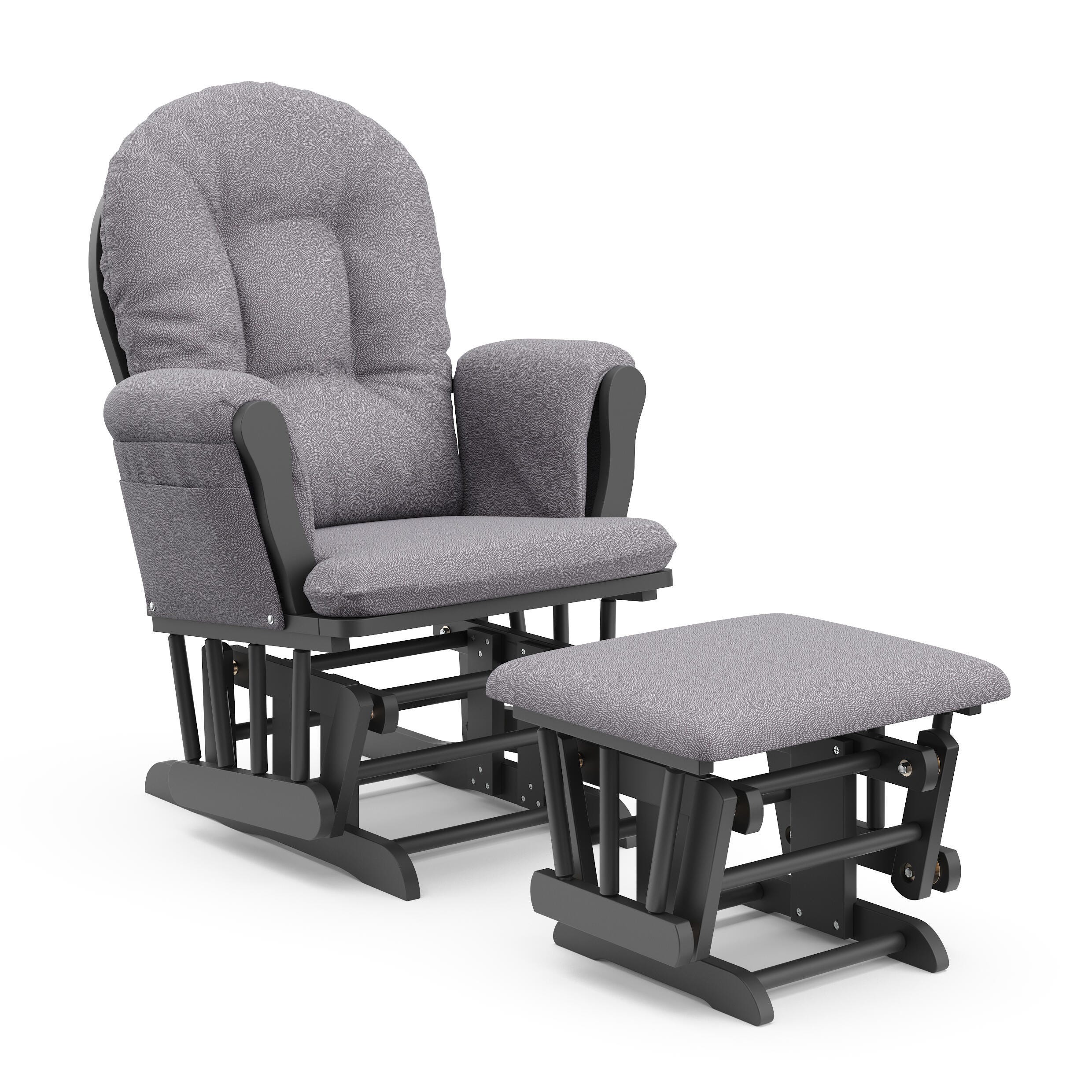 Storkcraft Hoop Glider and Ottoman, Gray/Gray Swirl, large