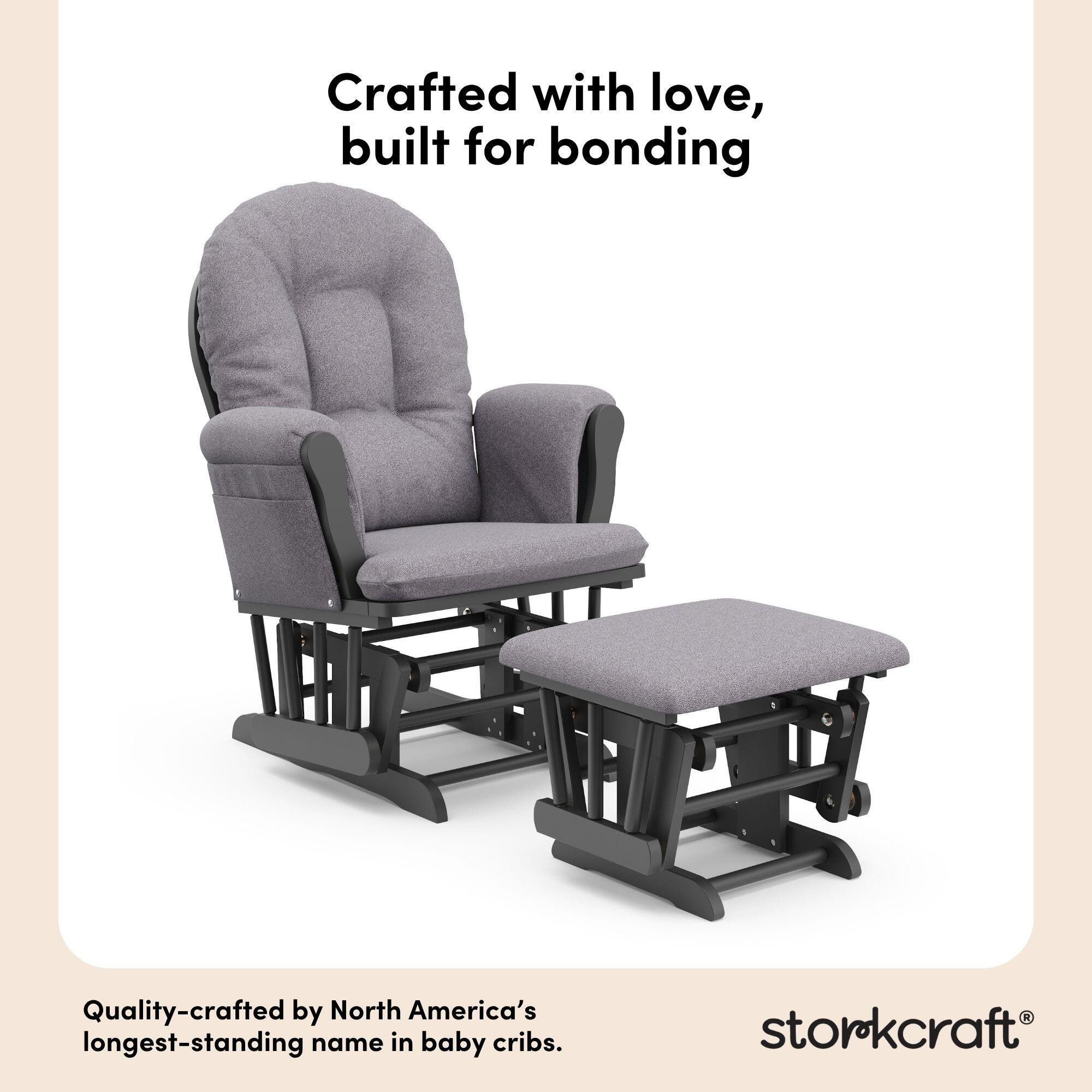 Storkcraft Hoop Glider and Ottoman, Gray/Gray Swirl, large