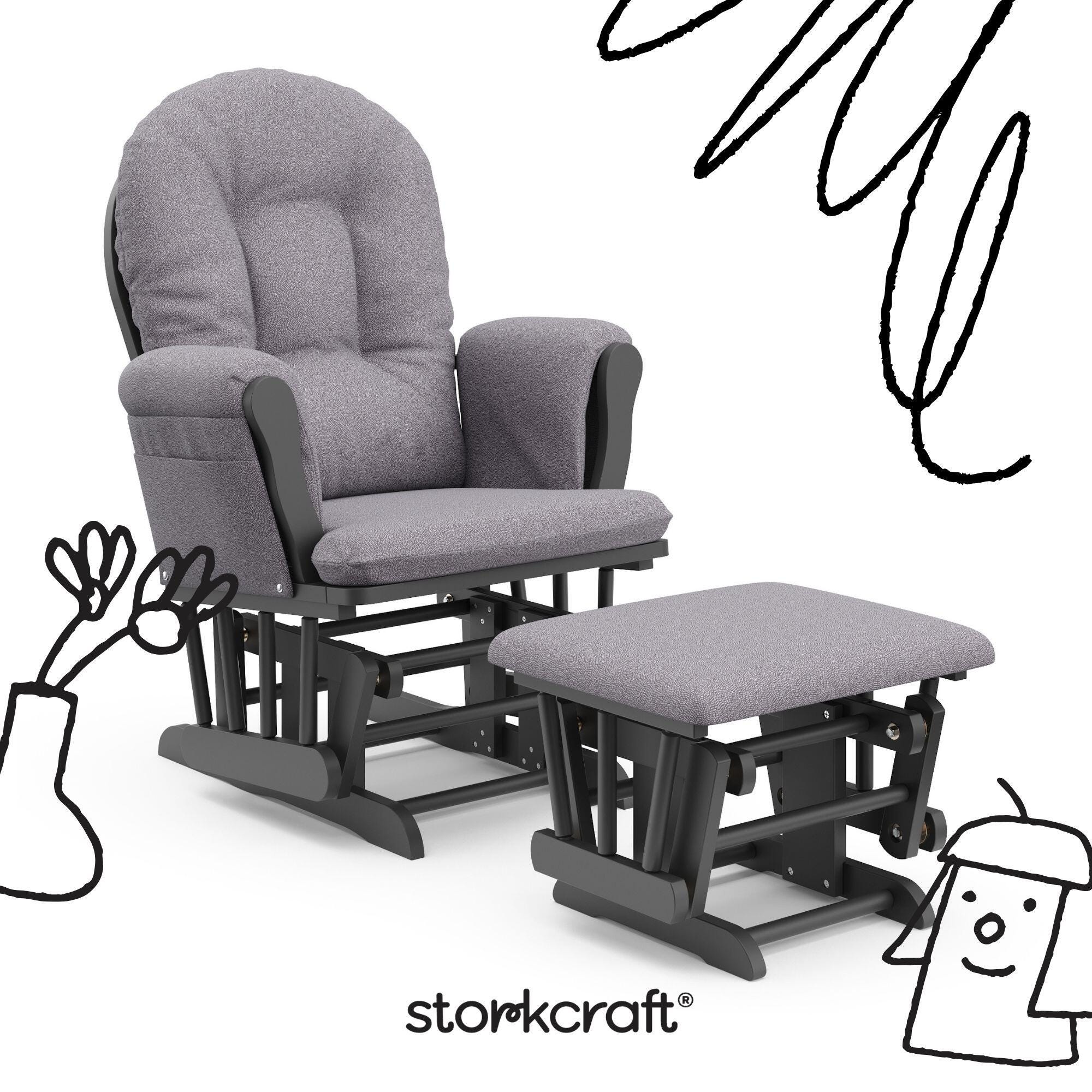 Storkcraft Hoop Glider and Ottoman, Gray/Gray Swirl, large
