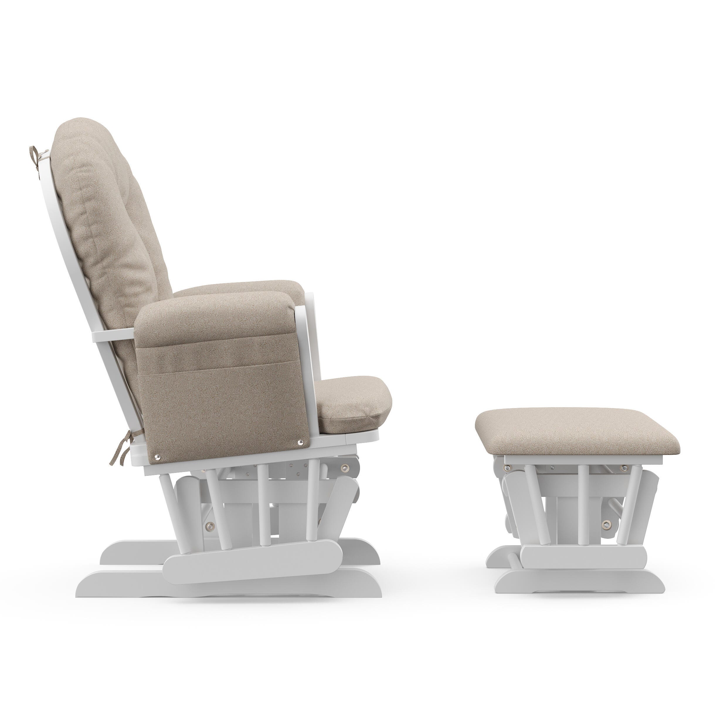 Storkcraft Hoop Glider and Ottoman, White/Taupe Swirl, large