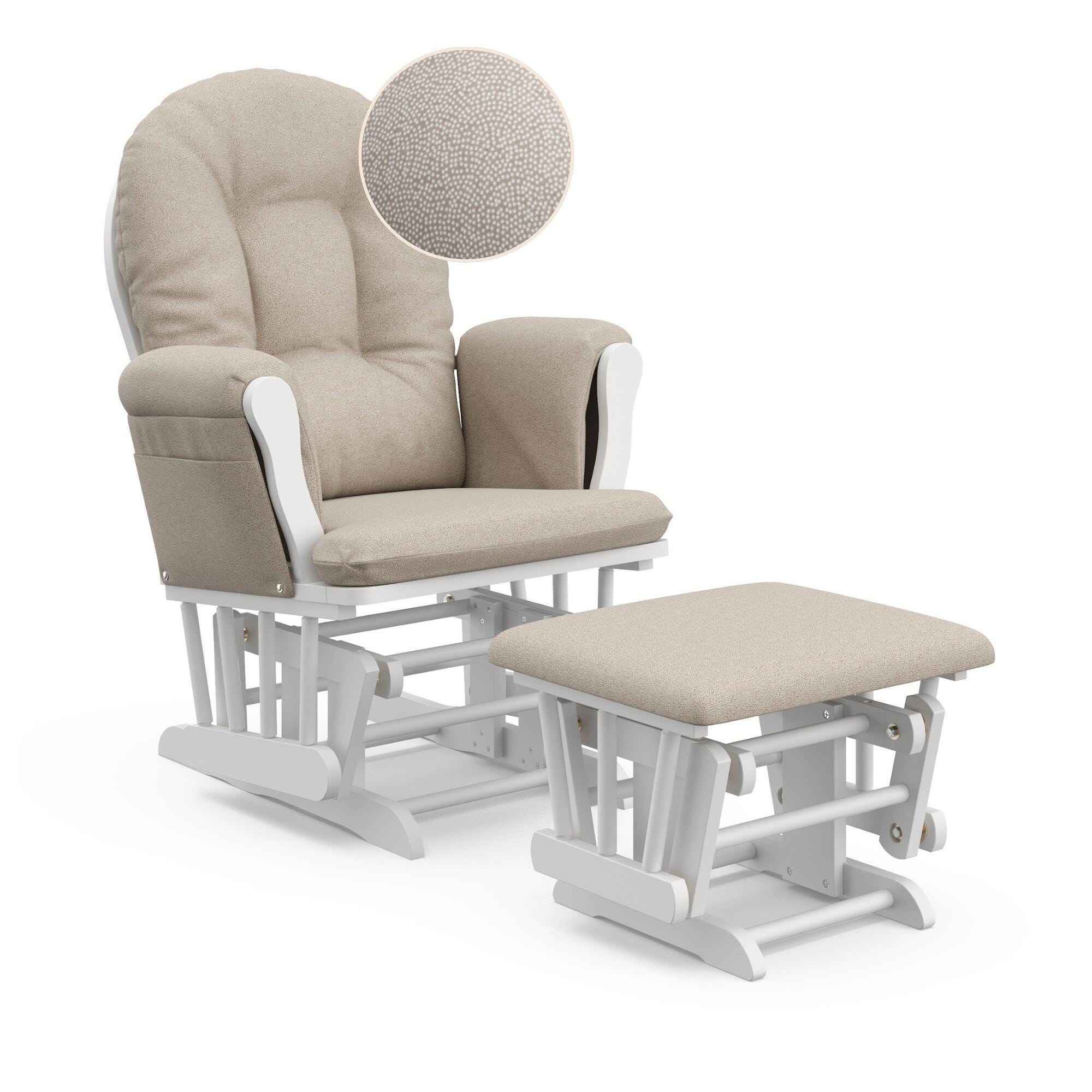 Storkcraft Hoop Glider and Ottoman, White/Taupe Swirl, large