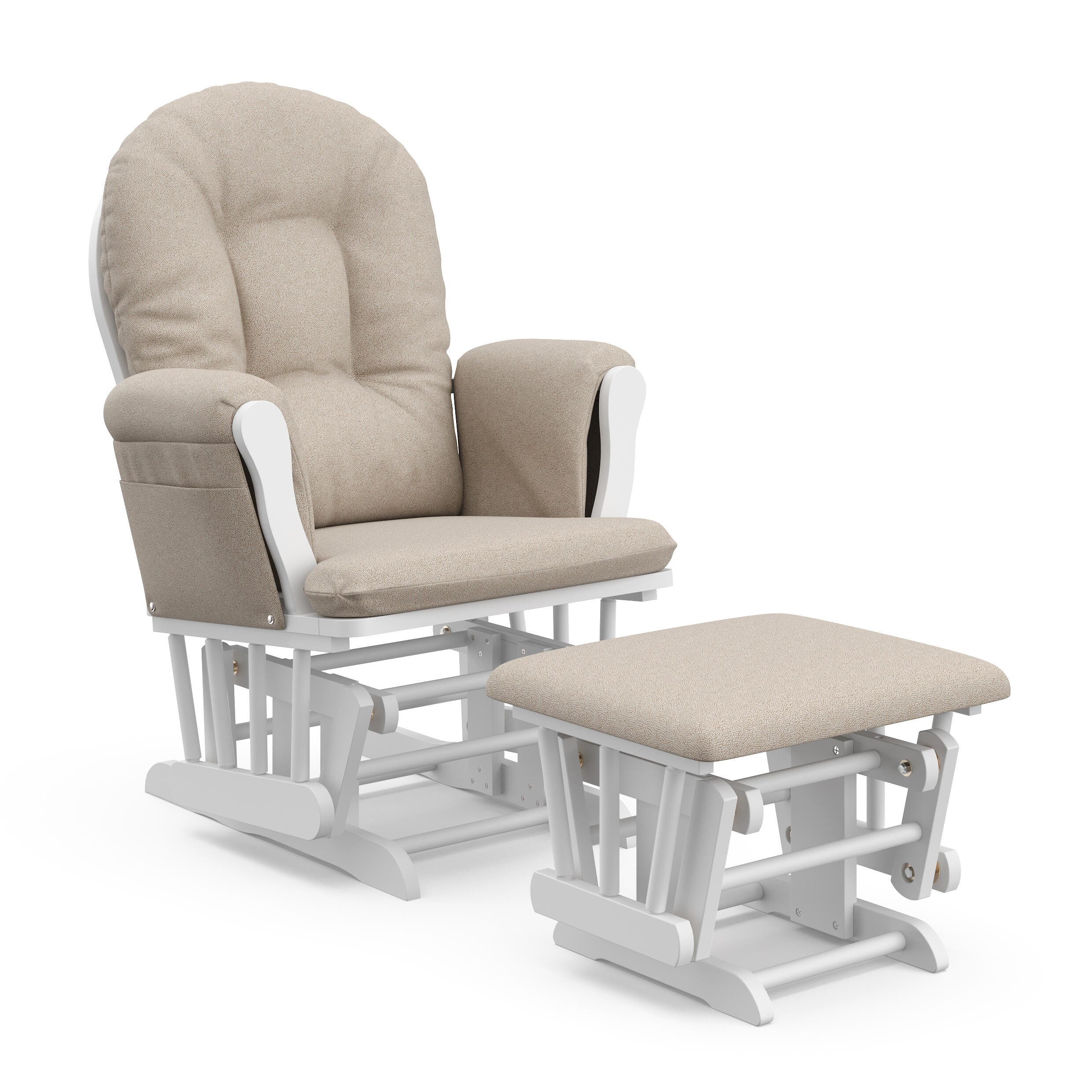 Storkcraft Hoop Glider and Ottoman, White/Taupe Swirl, large