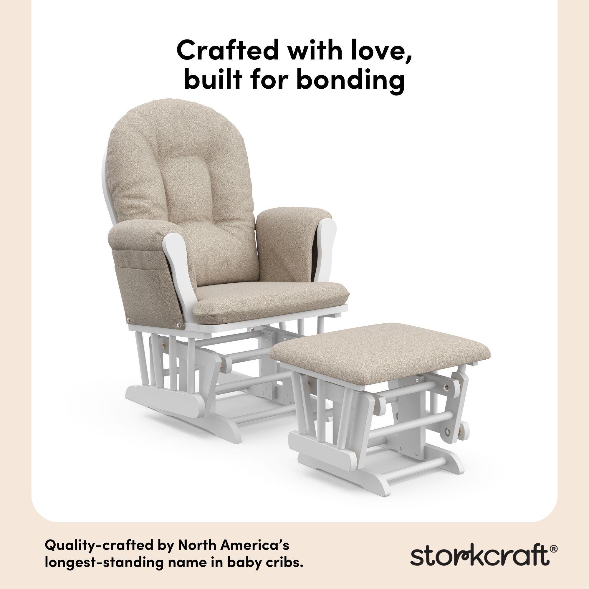 Storkcraft Hoop Glider and Ottoman, White/Taupe Swirl, large