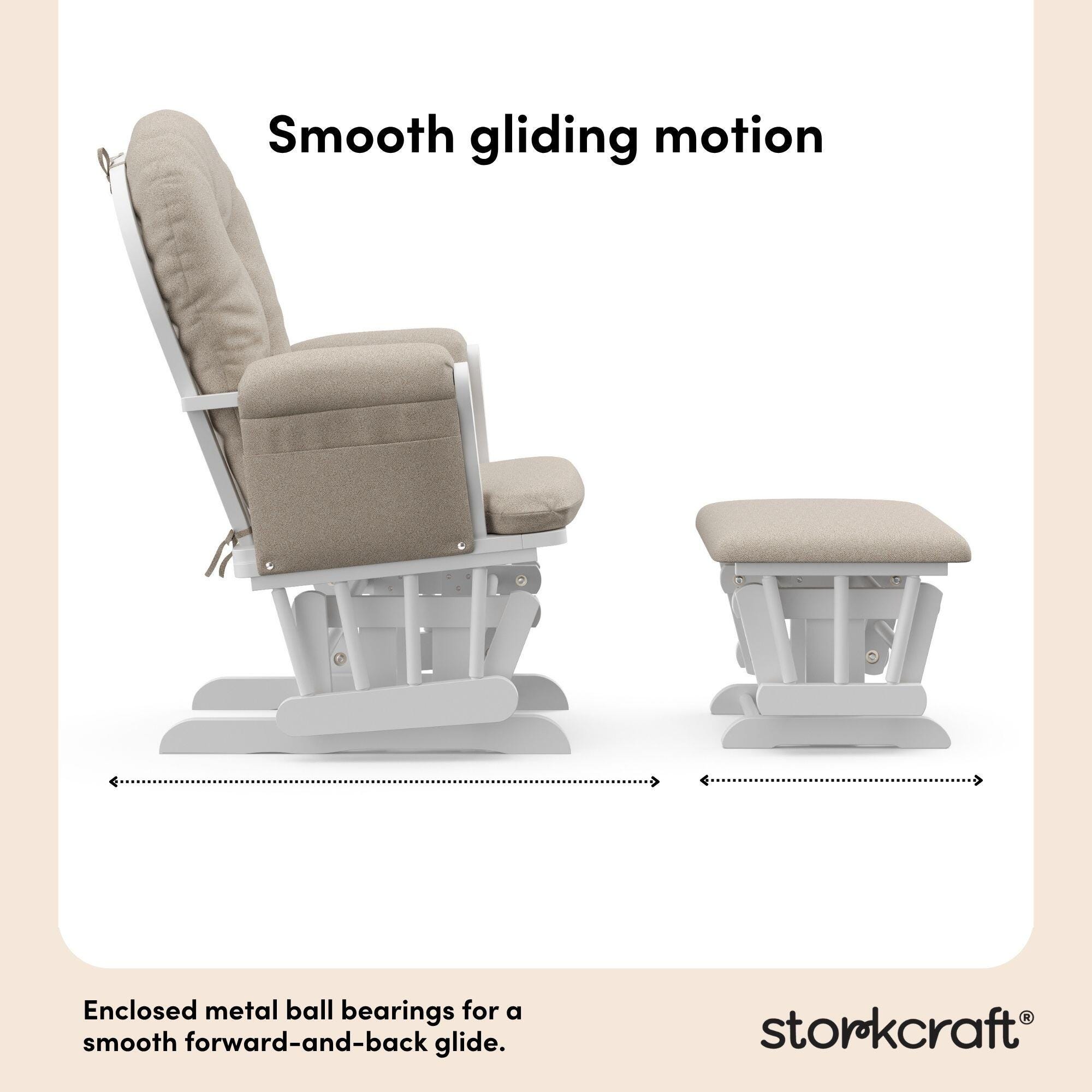 Storkcraft Hoop Glider and Ottoman, White/Taupe Swirl, large