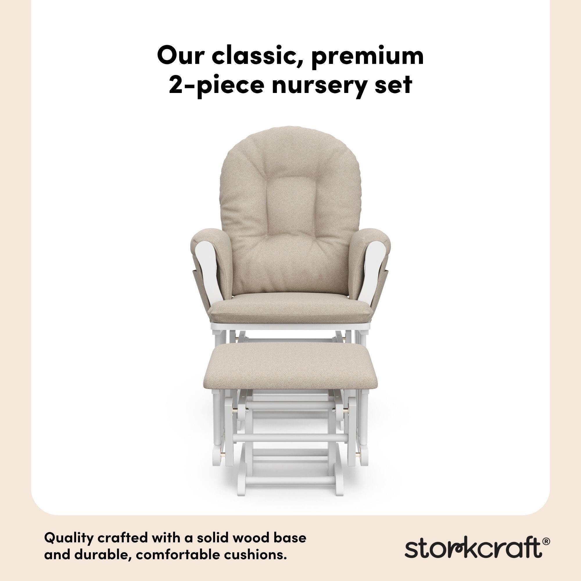 Storkcraft Hoop Glider and Ottoman, White/Taupe Swirl, large