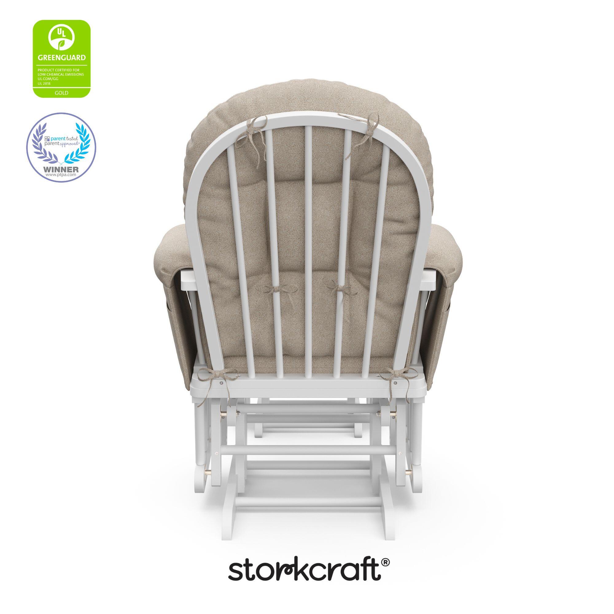 Storkcraft Hoop Glider and Ottoman, White/Taupe Swirl, large
