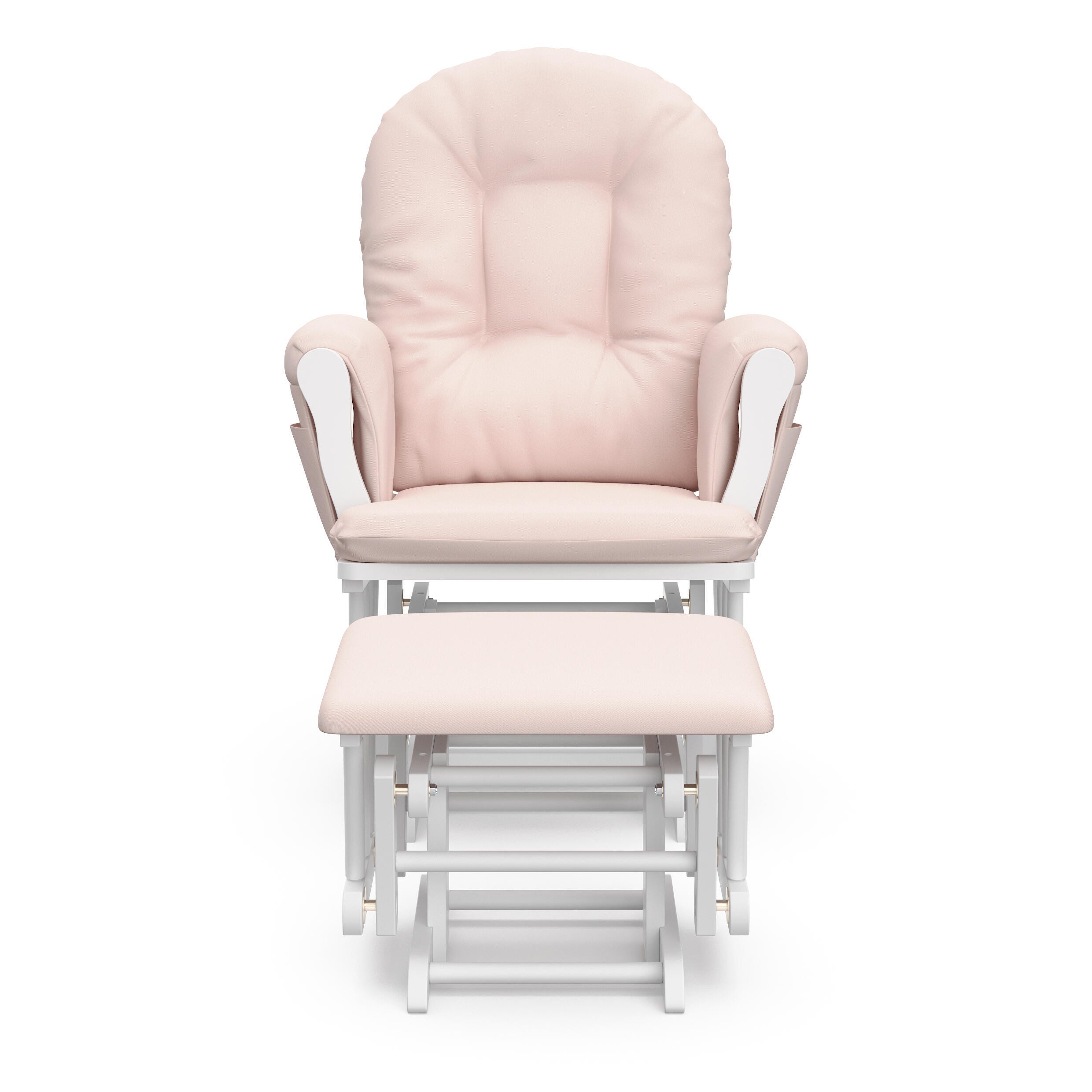 Storkcraft Hoop Glider and Ottoman, White/Pink, large