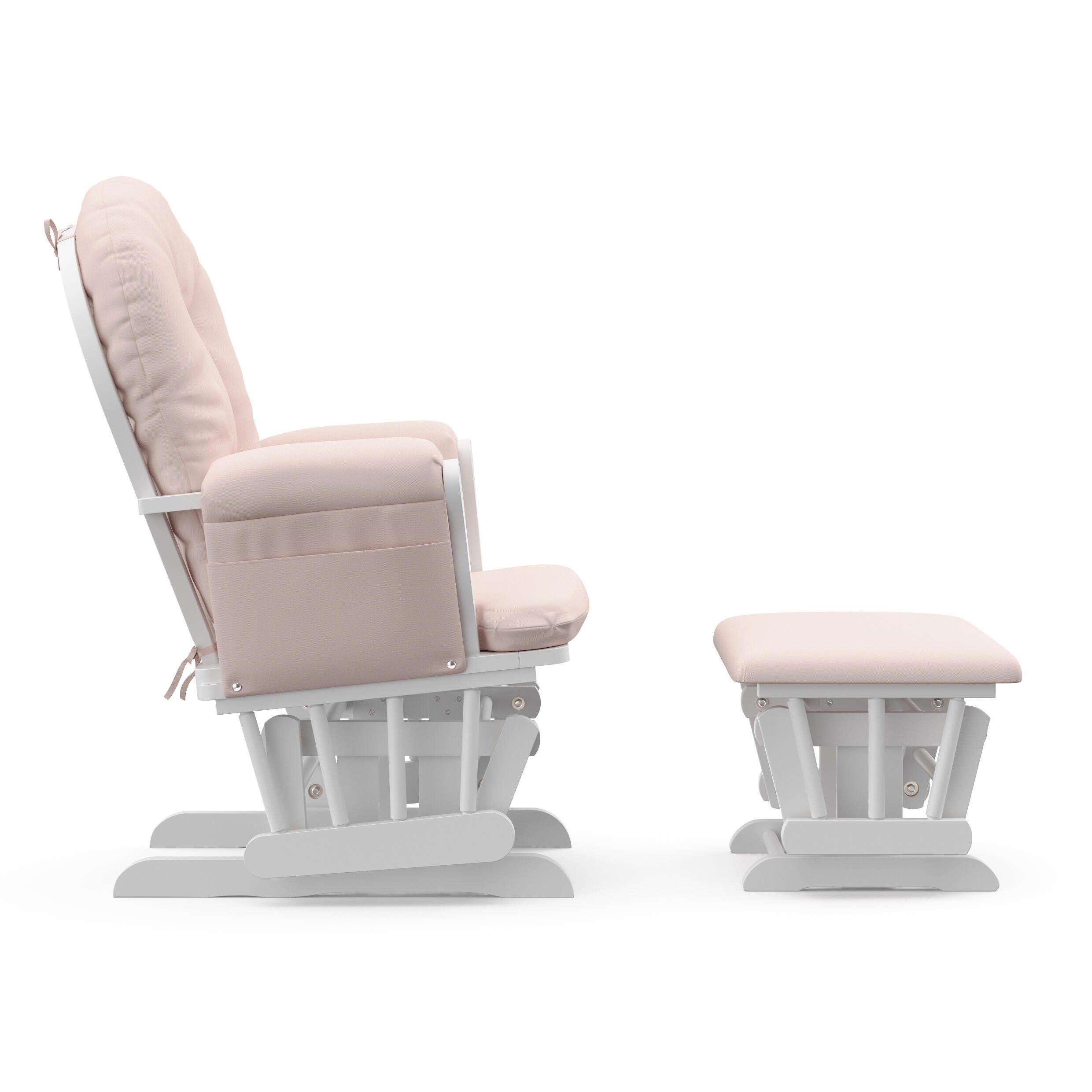 Storkcraft Hoop Glider and Ottoman, White/Pink, large
