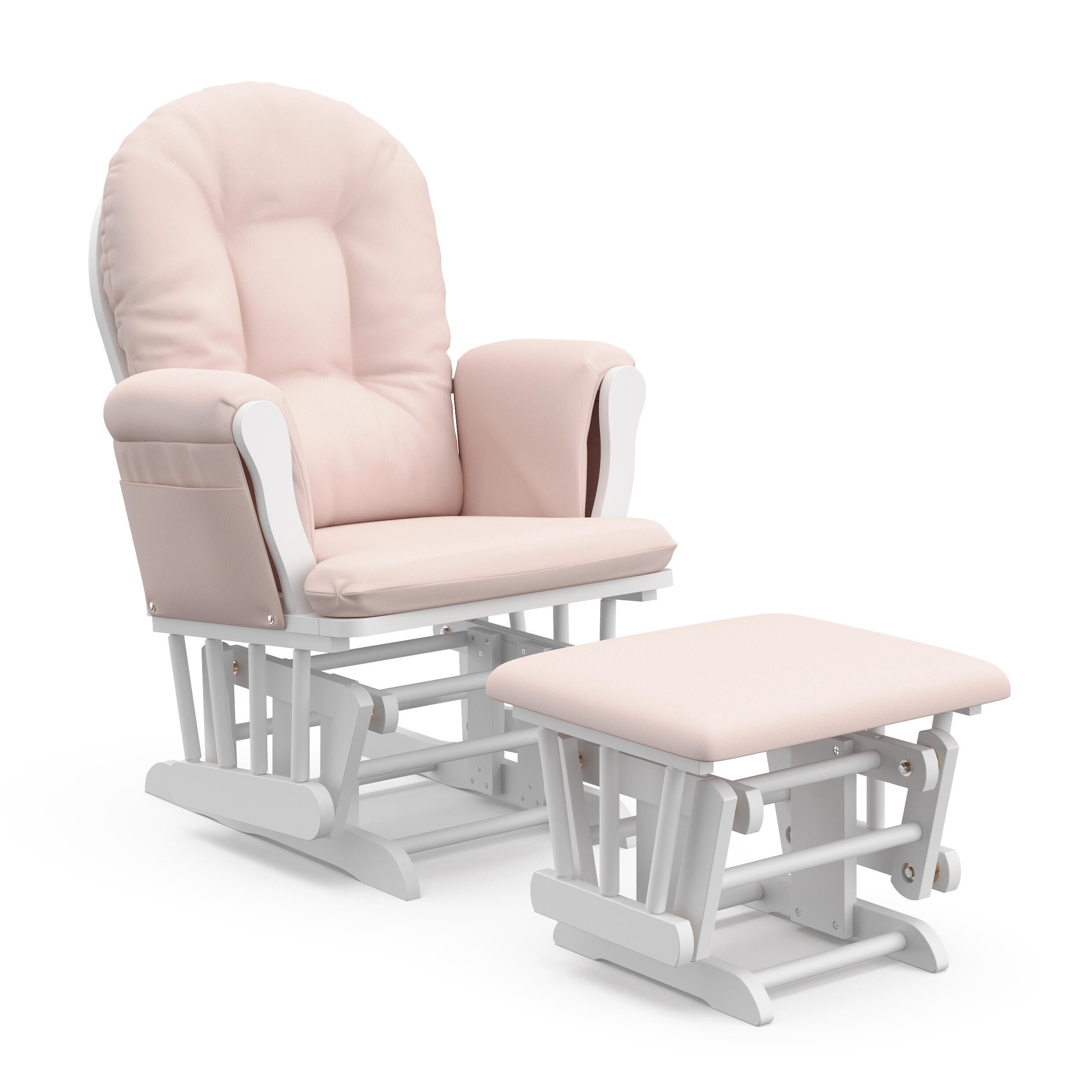 Storkcraft Hoop Glider and Ottoman, White/Pink, large