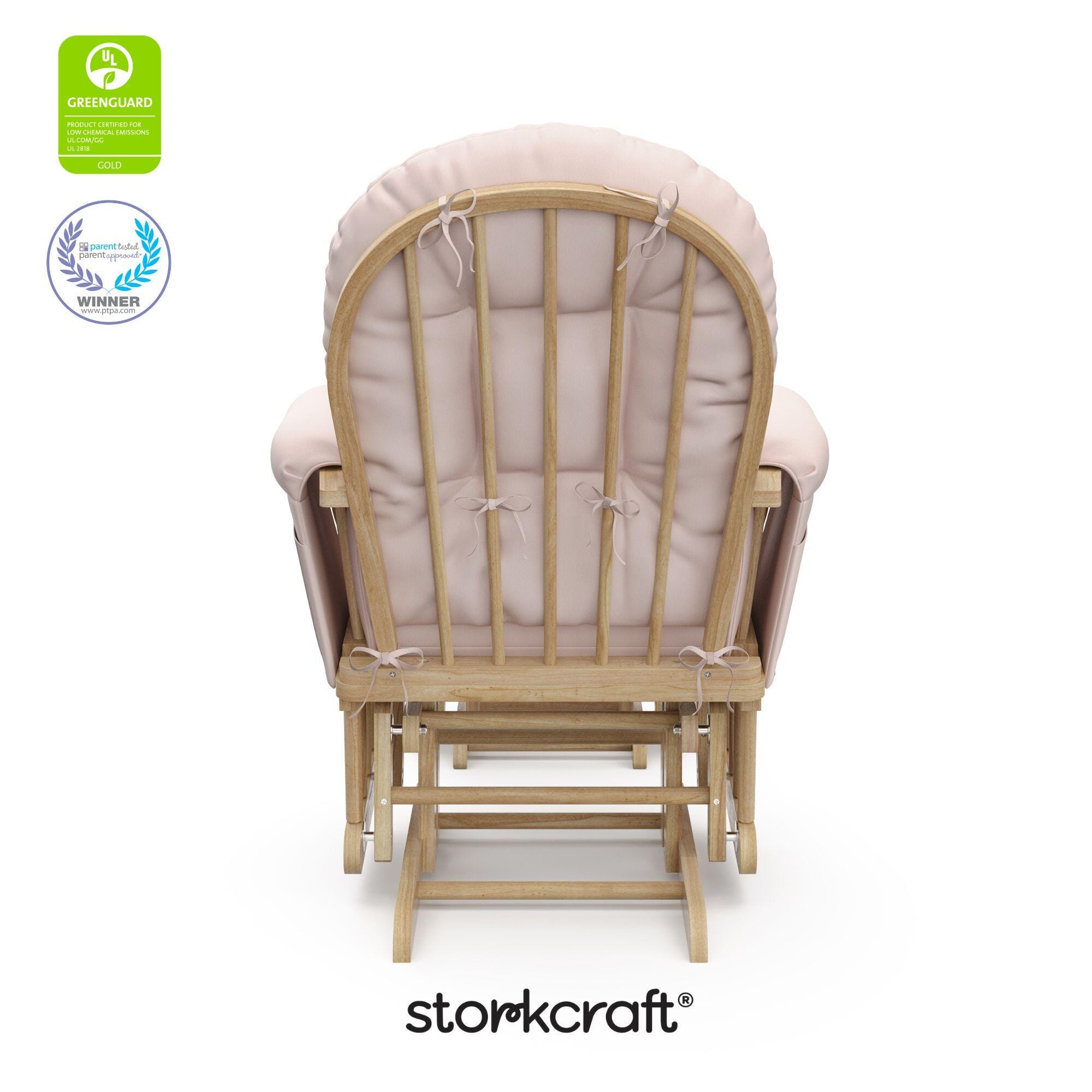 Storkcraft Hoop Glider and Ottoman, Natural/Pink, large