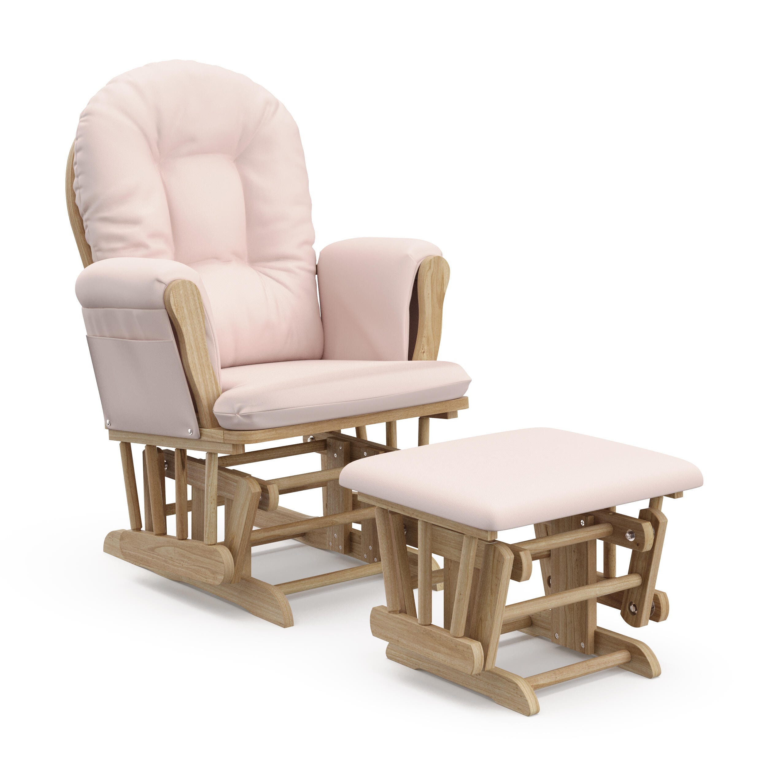 Storkcraft Hoop Glider and Ottoman, Natural/Pink, large