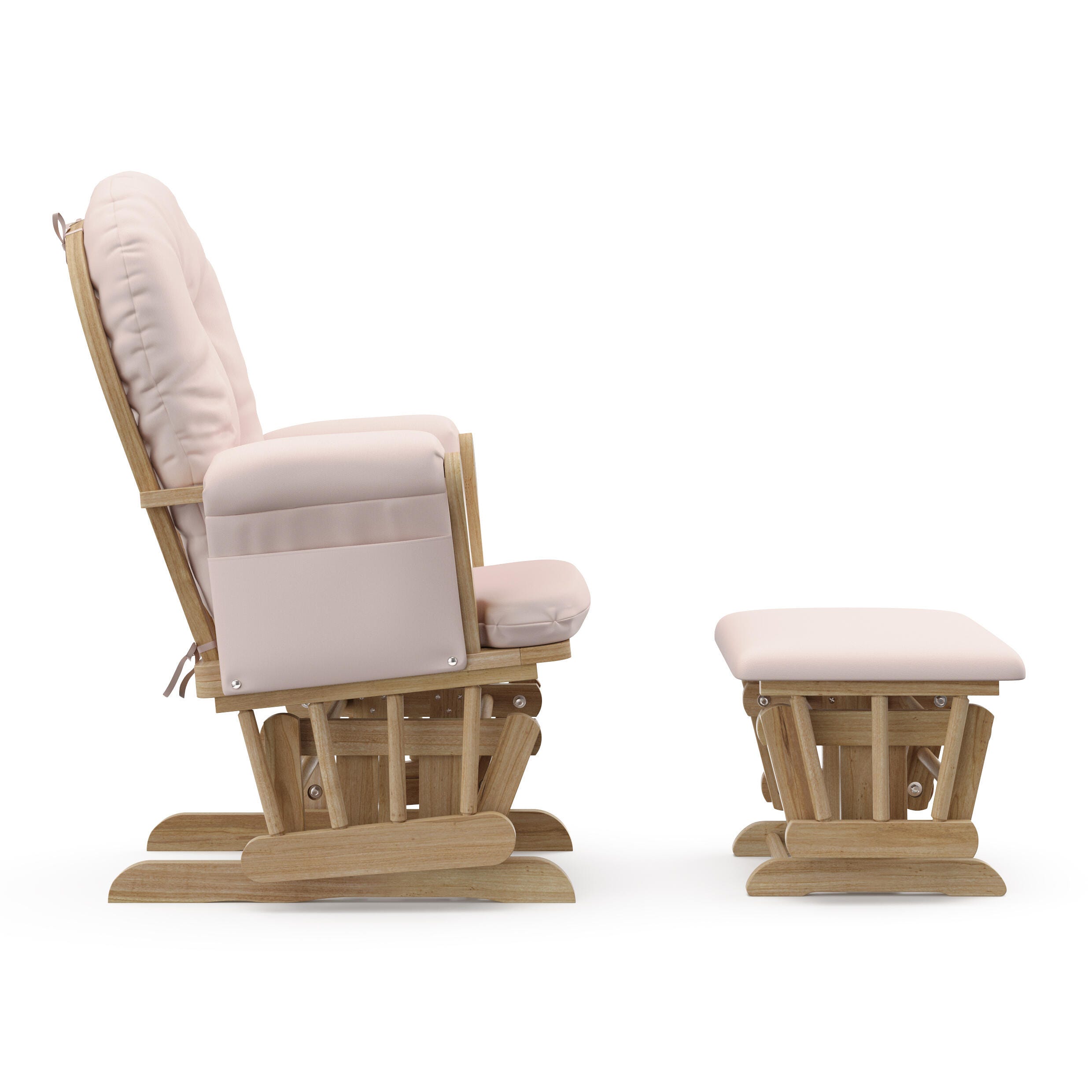 Storkcraft Hoop Glider and Ottoman, Natural/Pink, large