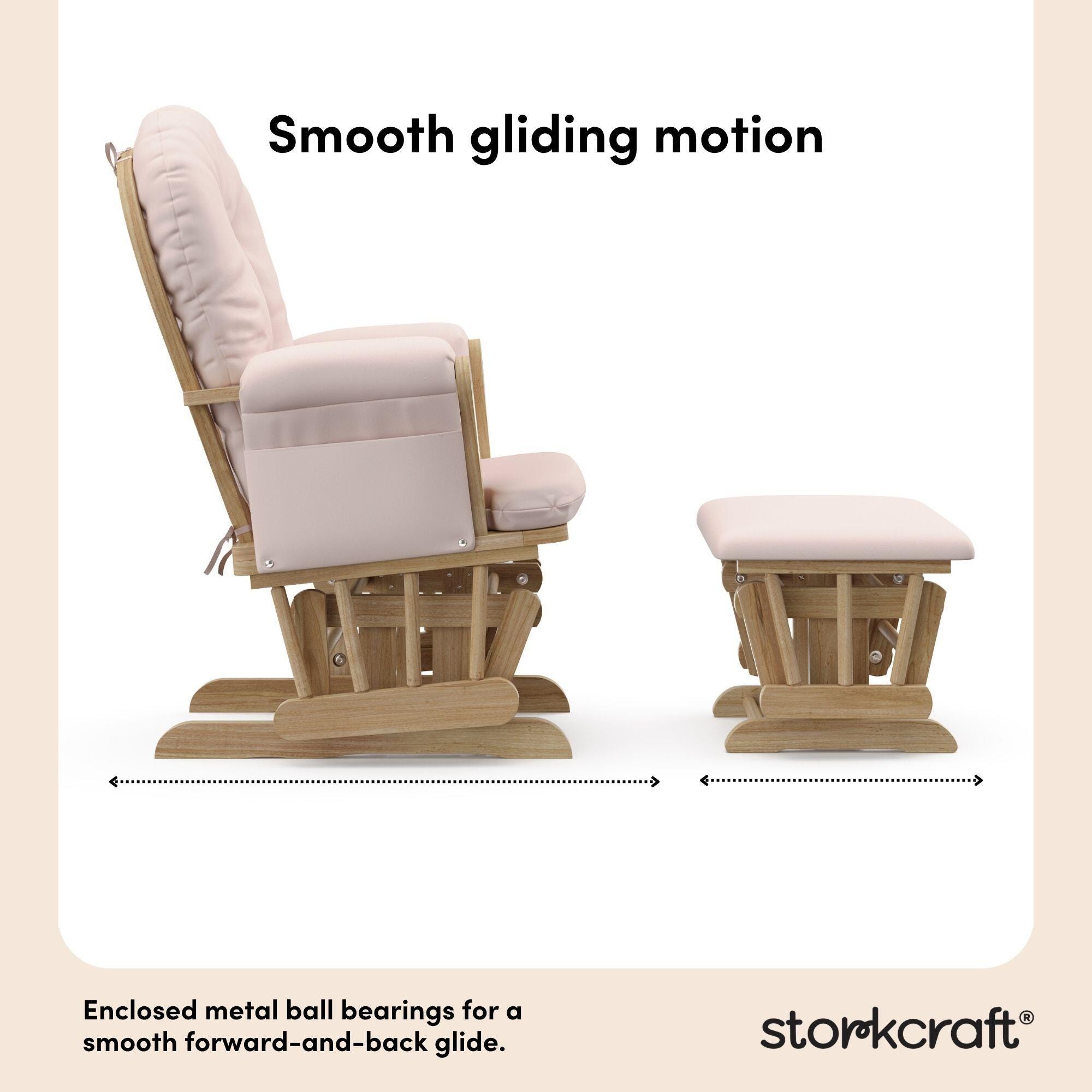 Storkcraft Hoop Glider and Ottoman, Natural/Pink, large