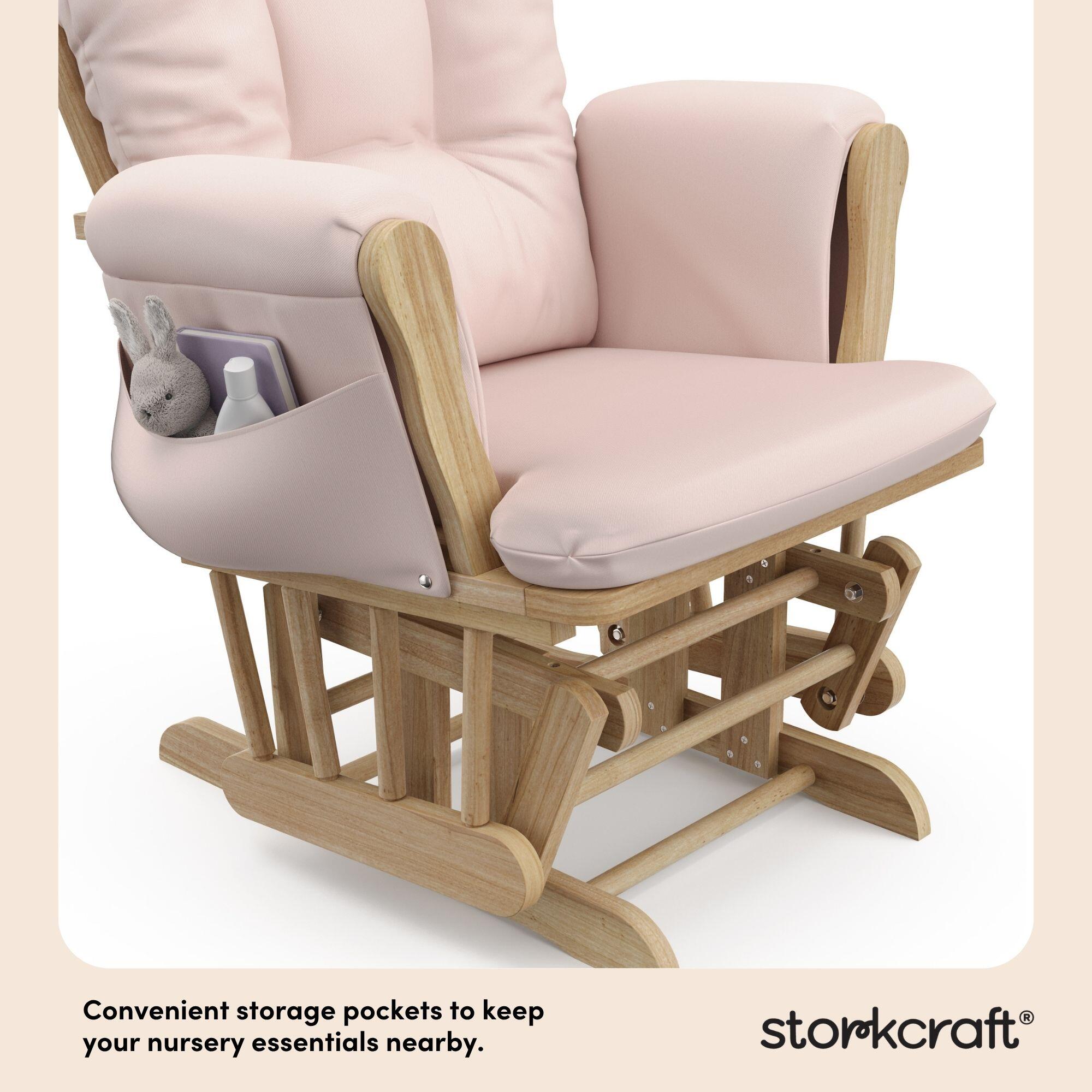 Storkcraft Hoop Glider and Ottoman, Natural/Pink, large