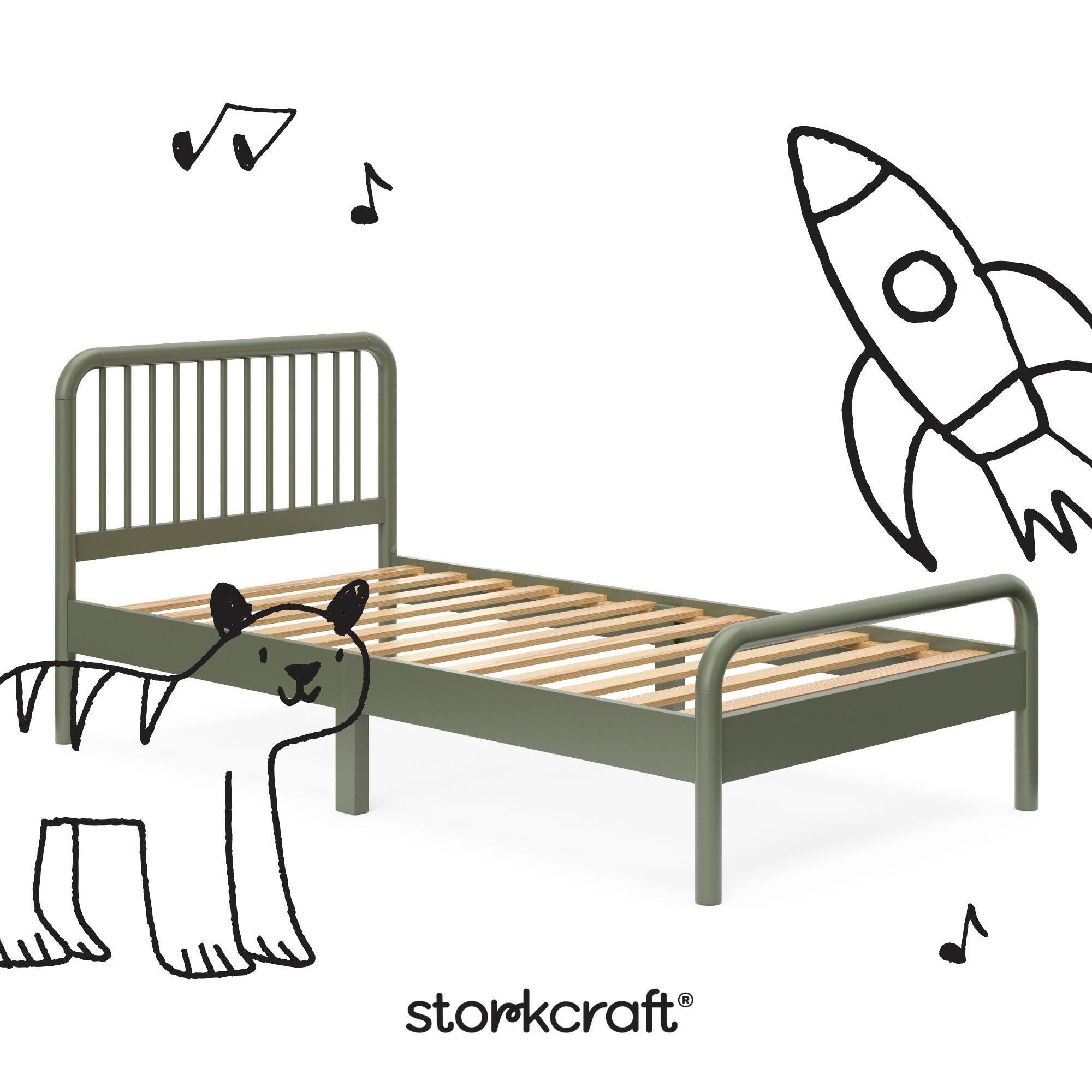 Storkcraft Next Porto Twin Bed, Olive, large