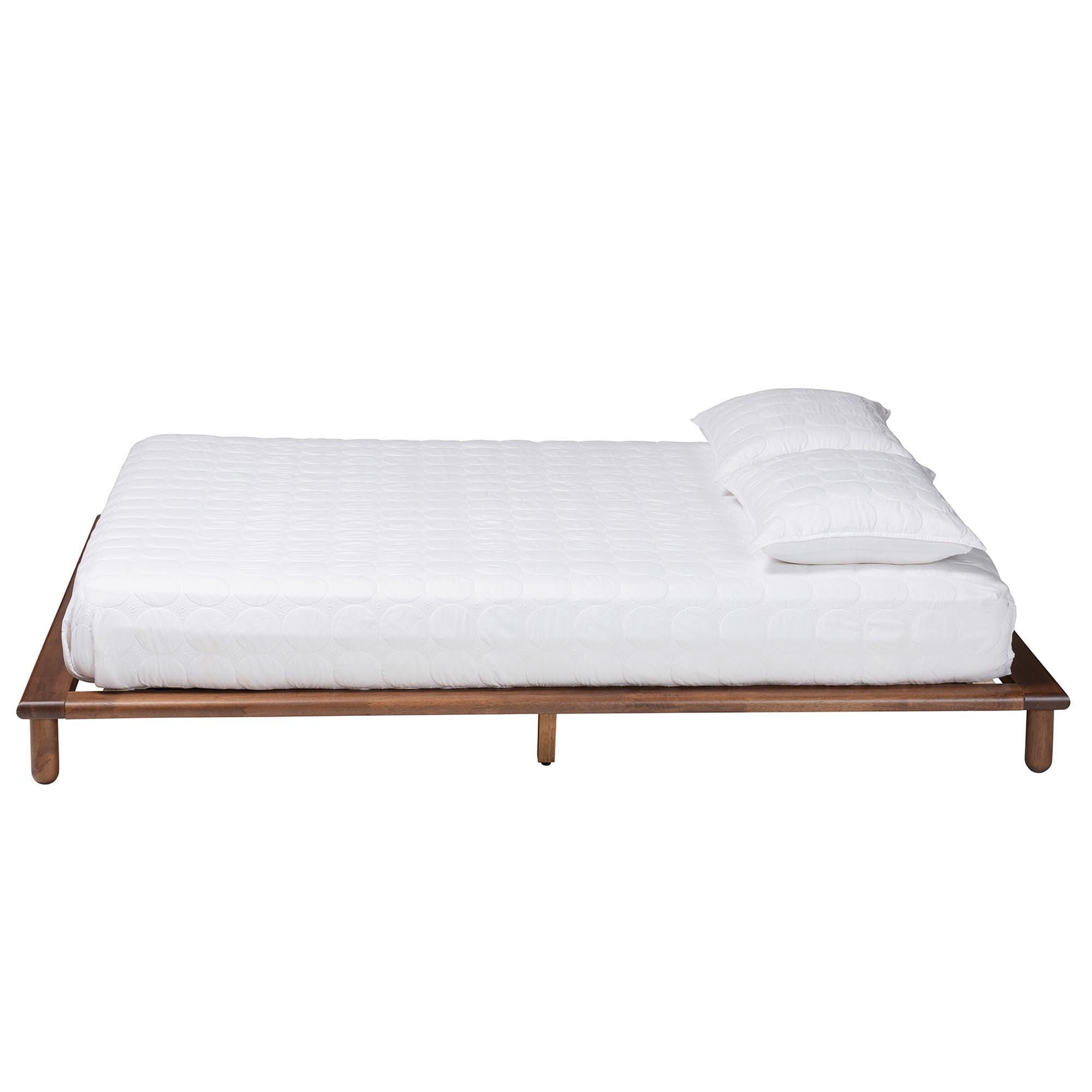 Baxton Studio Alivia Queen Bed Frame, Walnut Brown, large