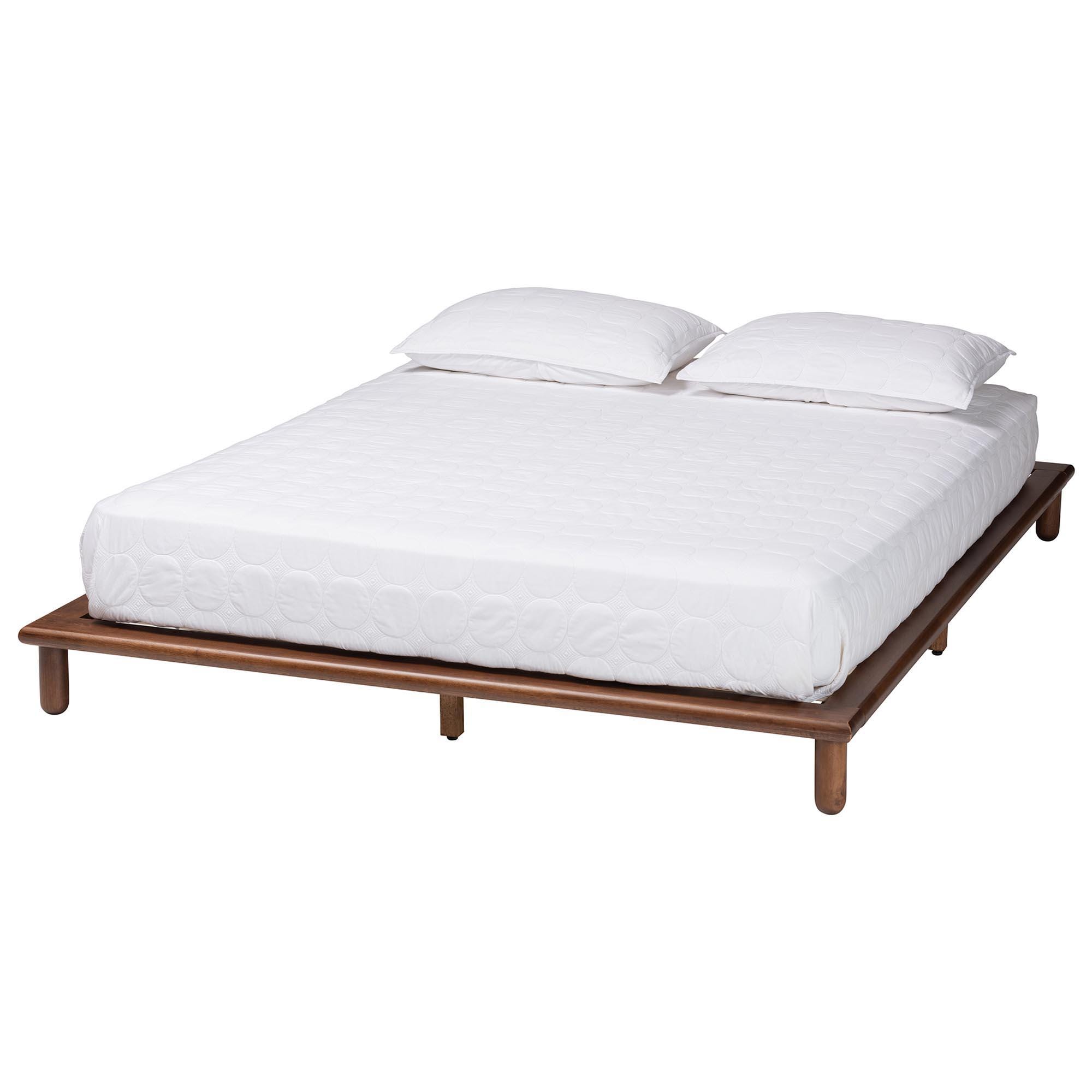 Baxton Studio Alivia King Bed Frame, Walnut Brown, large