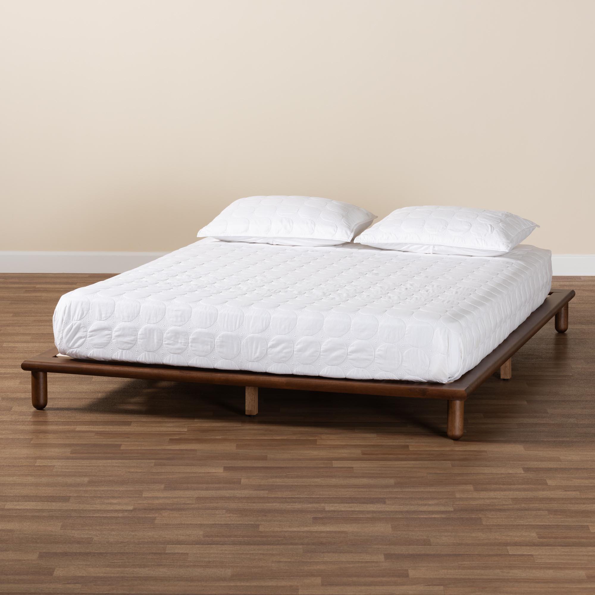 Baxton Studio Alivia King Bed Frame, Walnut Brown, large