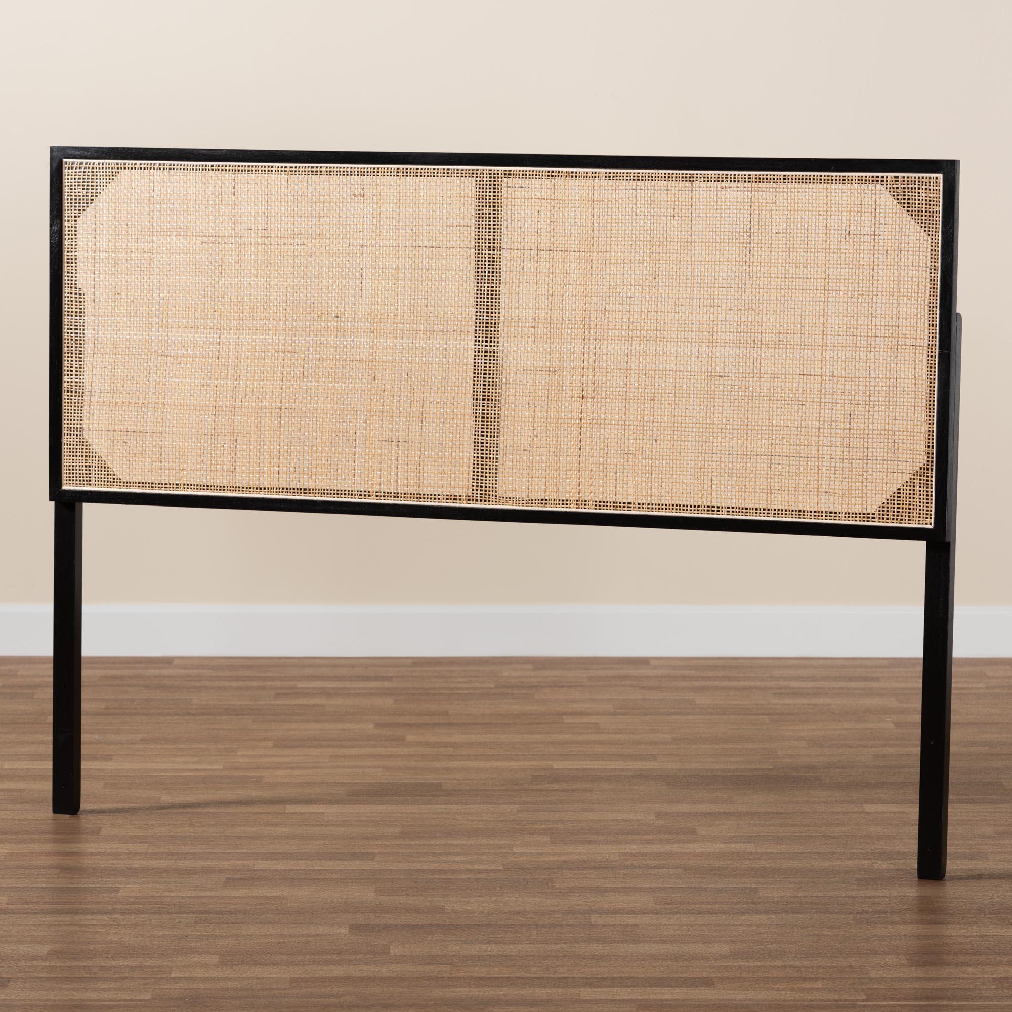 bali & pari Aurelia Queen Panel Headboard, Black/Natural, large