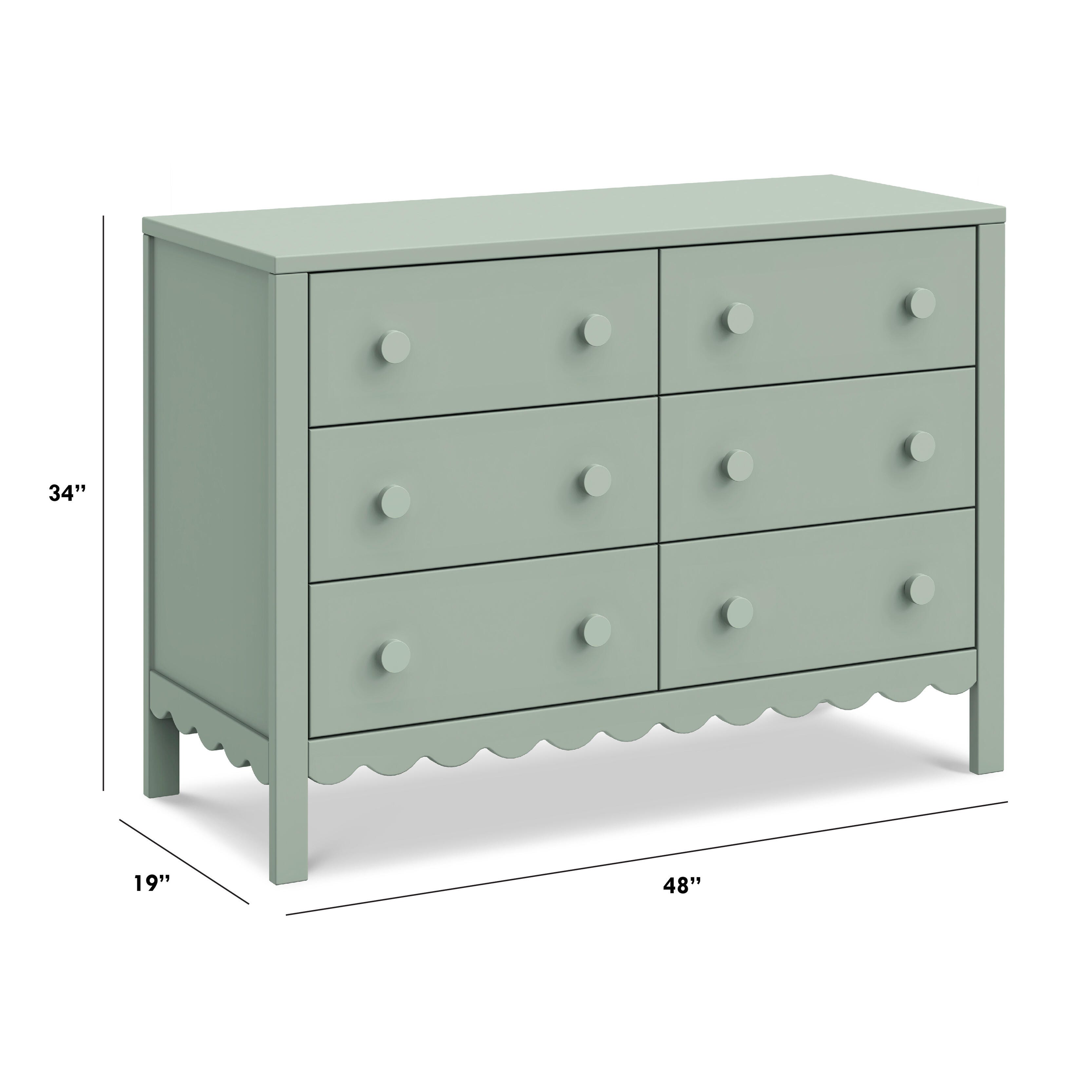 daVinci Sammy Scallop 6-Drawer Dresser, Light Sage, large