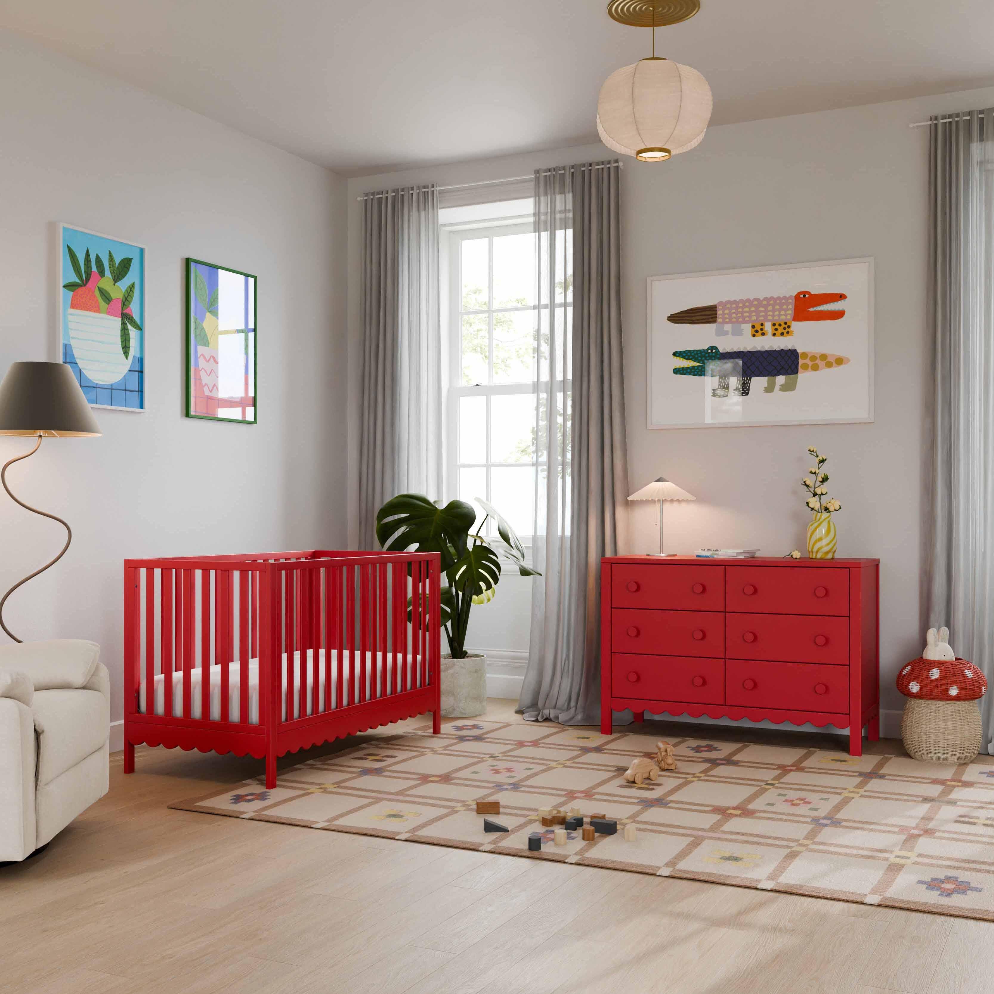 daVinci Sammy Scallop 4-in-1  Convertible Crib, Strawberry Red, large