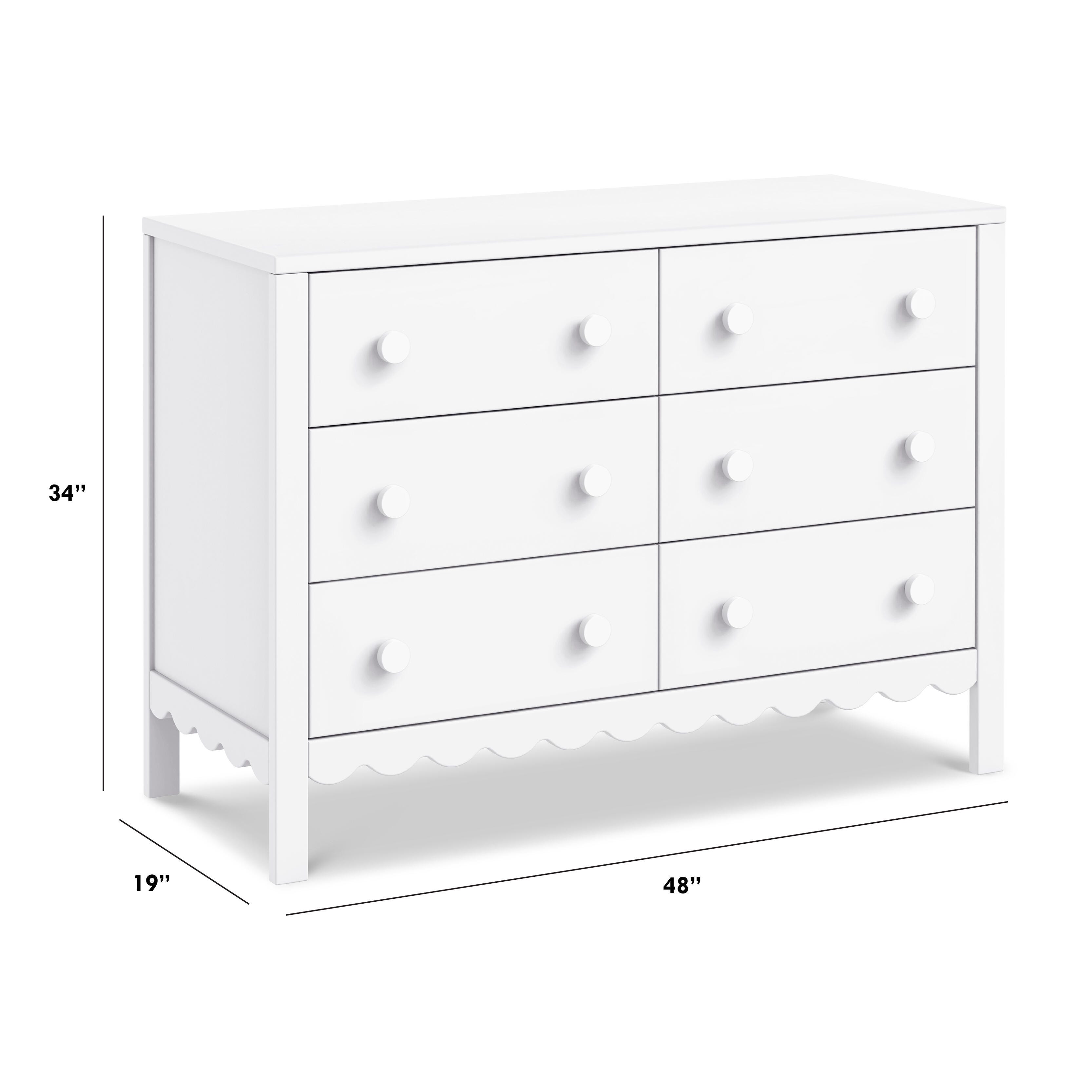 daVinci Sammy Scallop 6-Drawer Dresser, White, large
