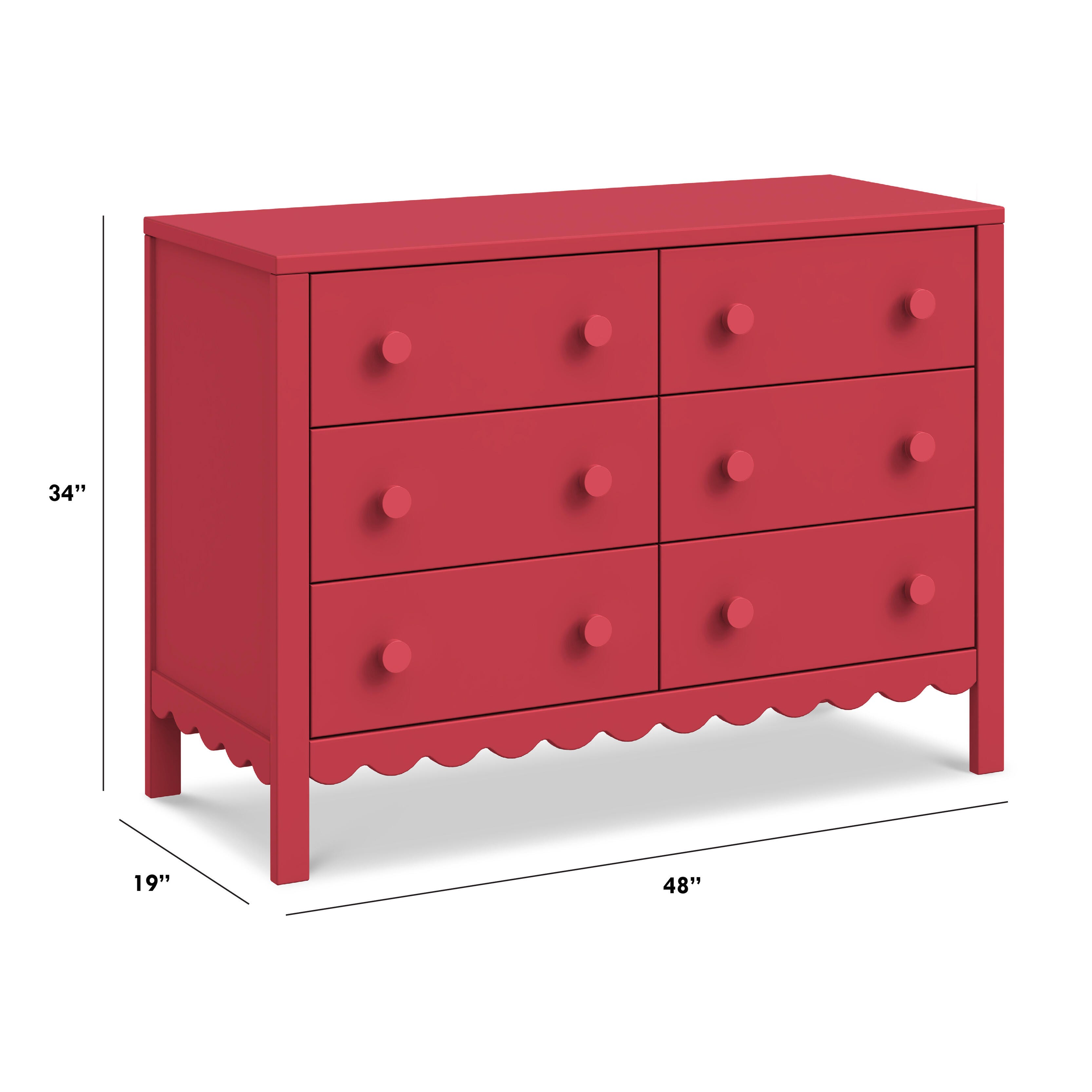 daVinci Sammy Scallop 6-Drawer Dresser, Strawberry Red, large