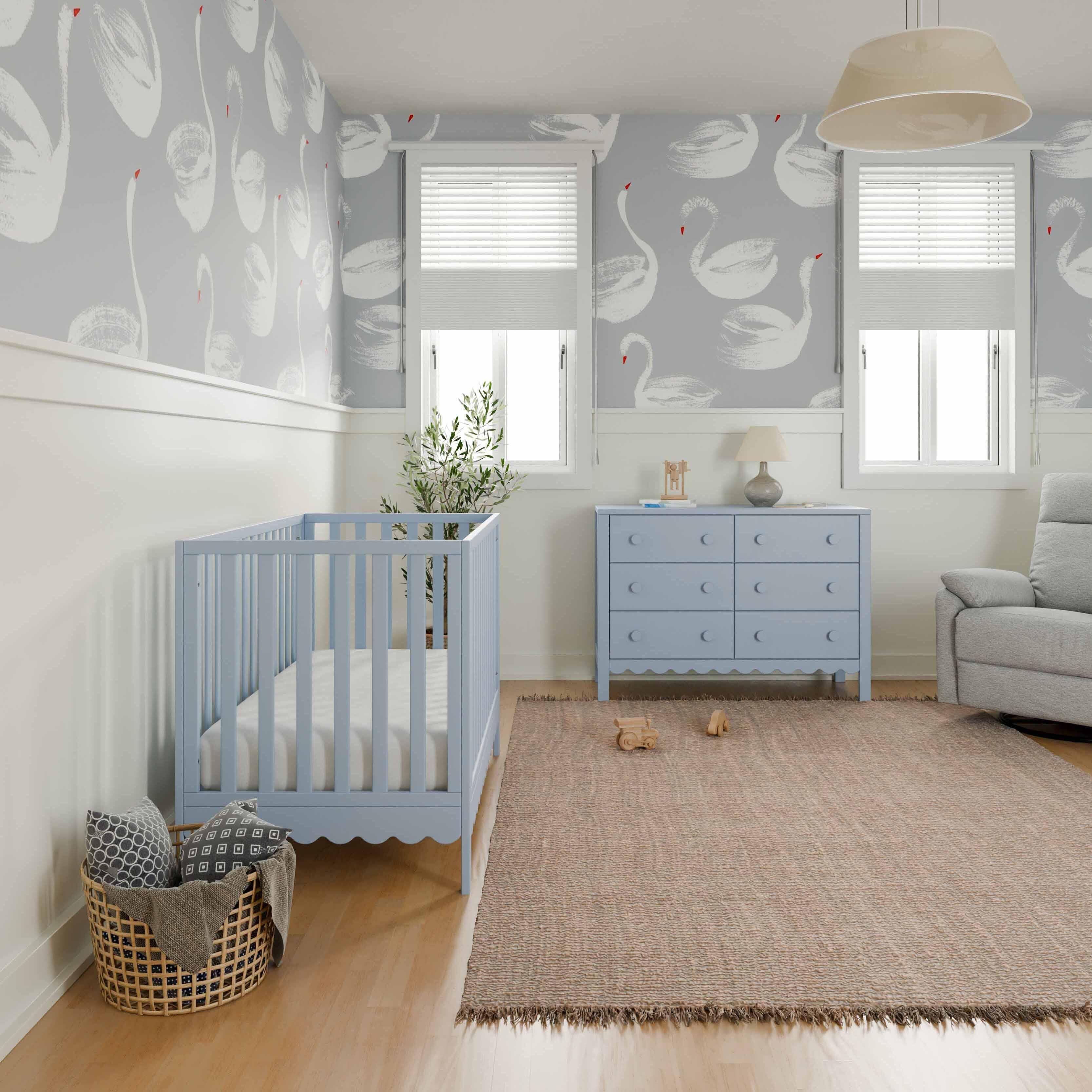 daVinci Sammy Scallop 4-in-1  Convertible Crib, Powder Blue, large