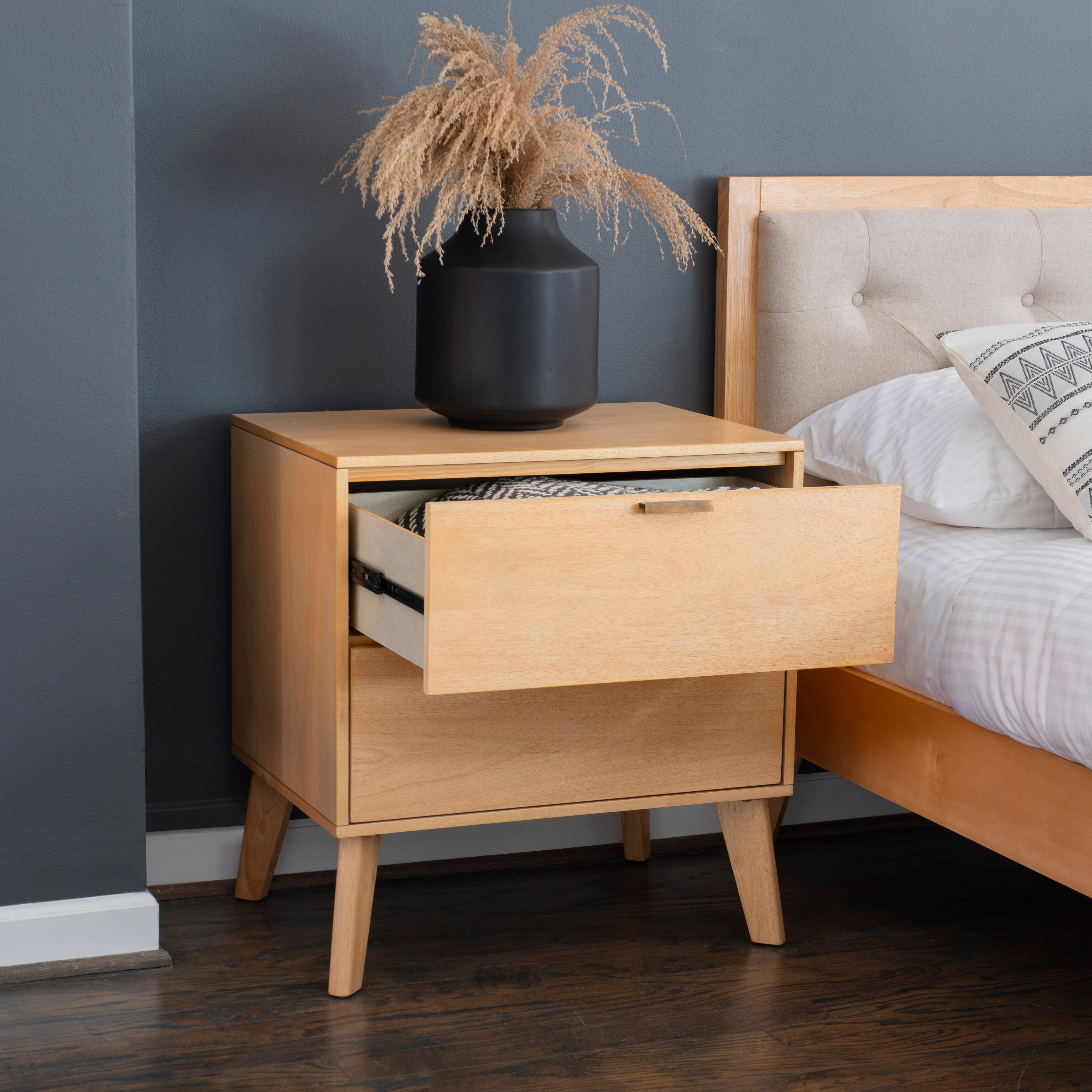 Linon Kade 25" 2 Drawer Nightstand, Natural, large