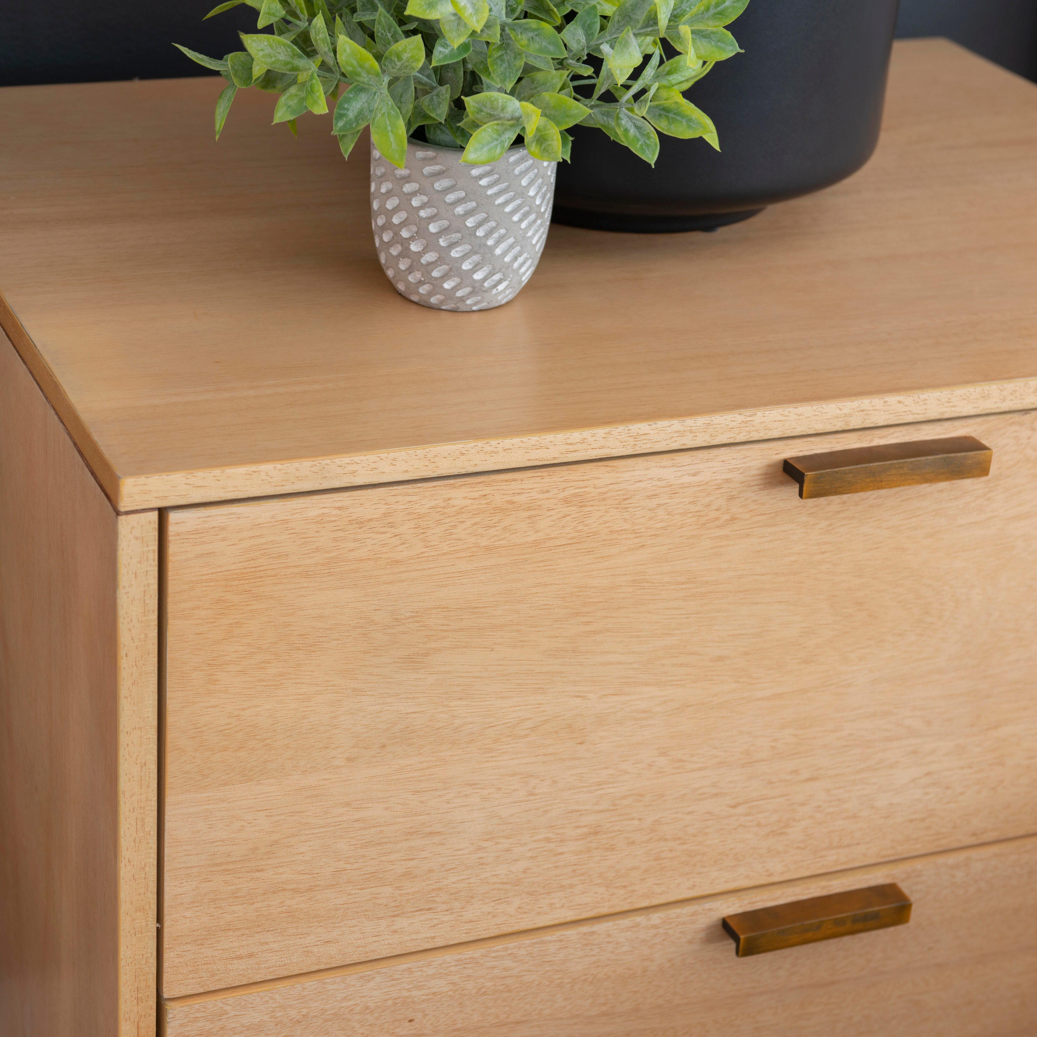 Linon Kade 25" 2 Drawer Nightstand, Natural, large