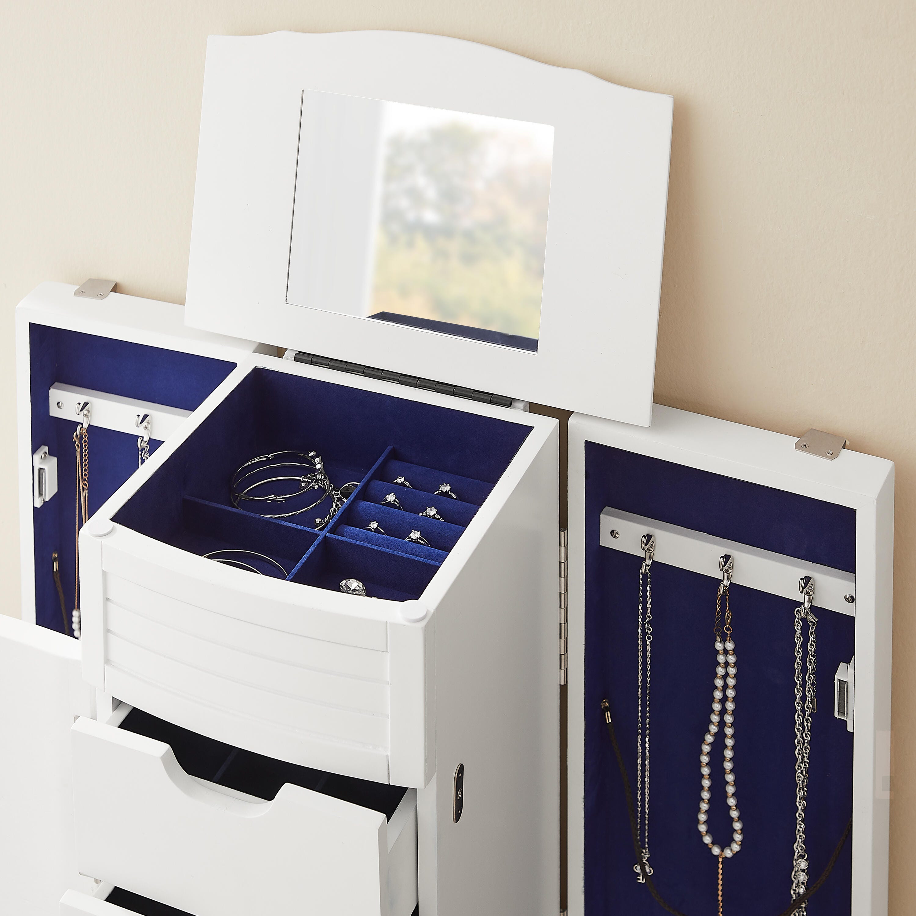 Linon Elise Jewelry 4 Drawer Armoire, , large