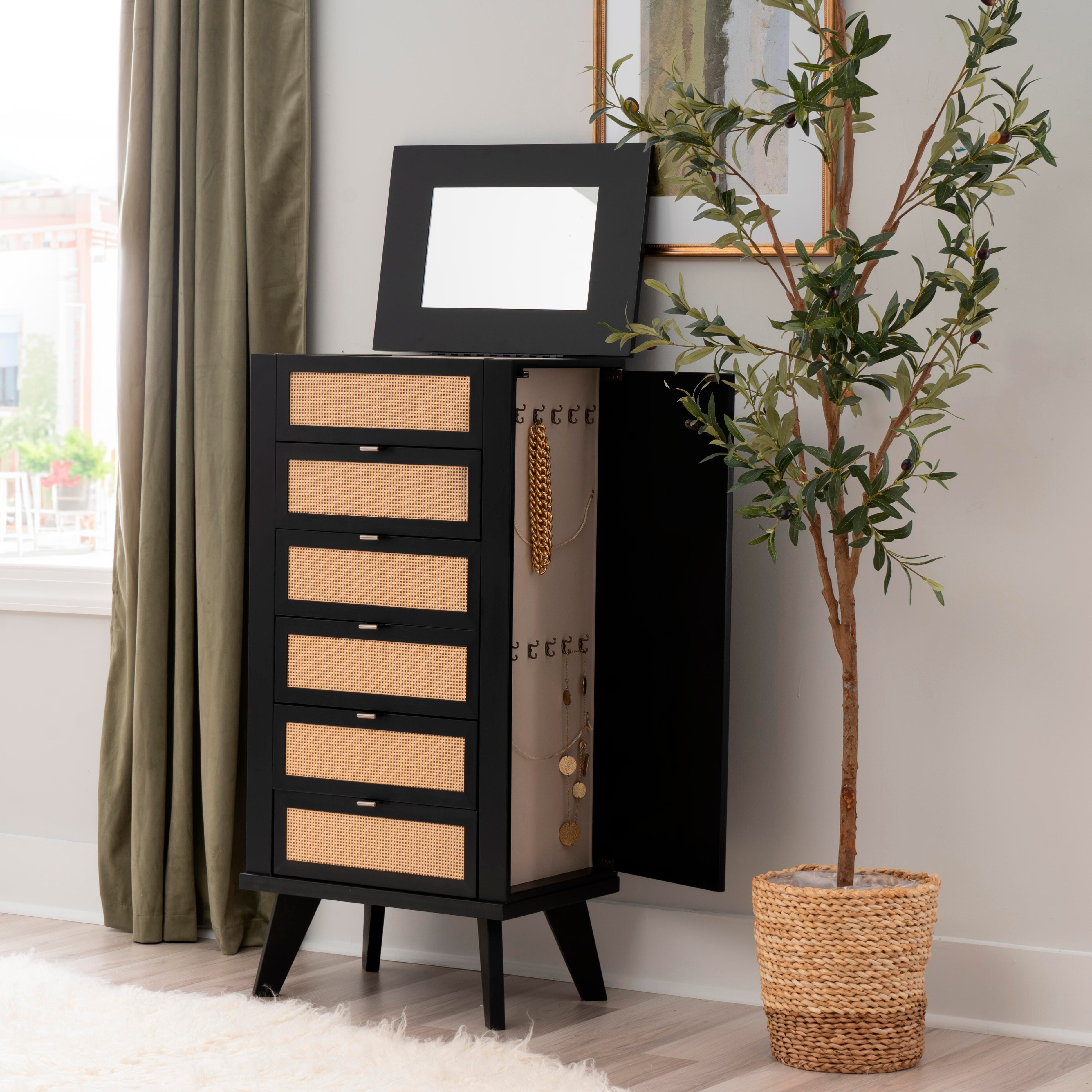 Linon Mila Jewelry 5 Drawer Armoire, , large