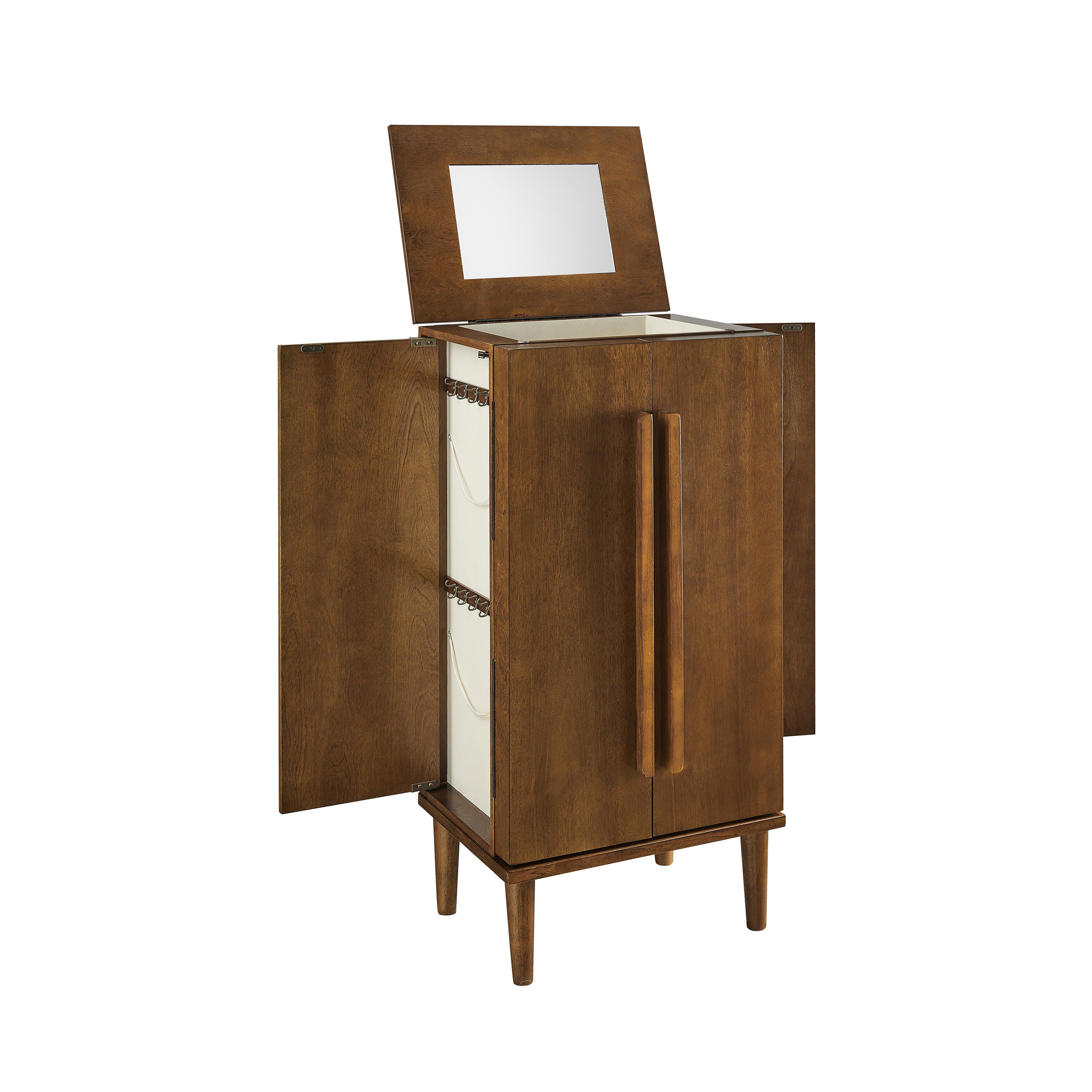Linon Mina Jewelry 7 Drawer Armoire, Walnut, large