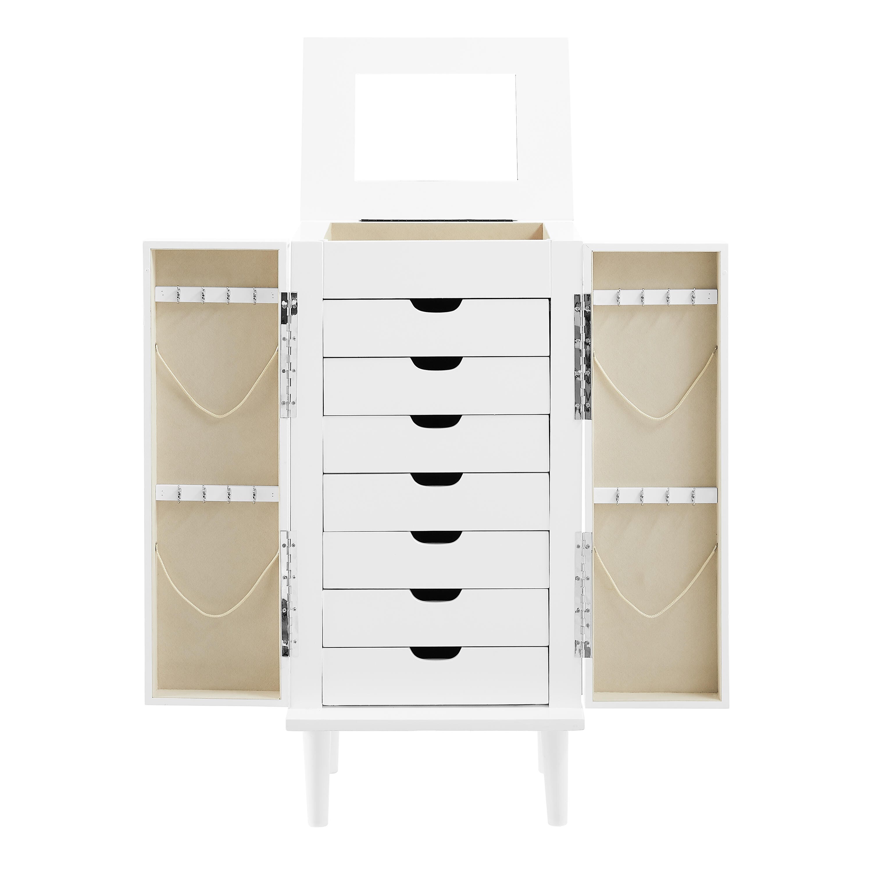 Linon Mina Jewelry 7 Drawer Armoire, White, large