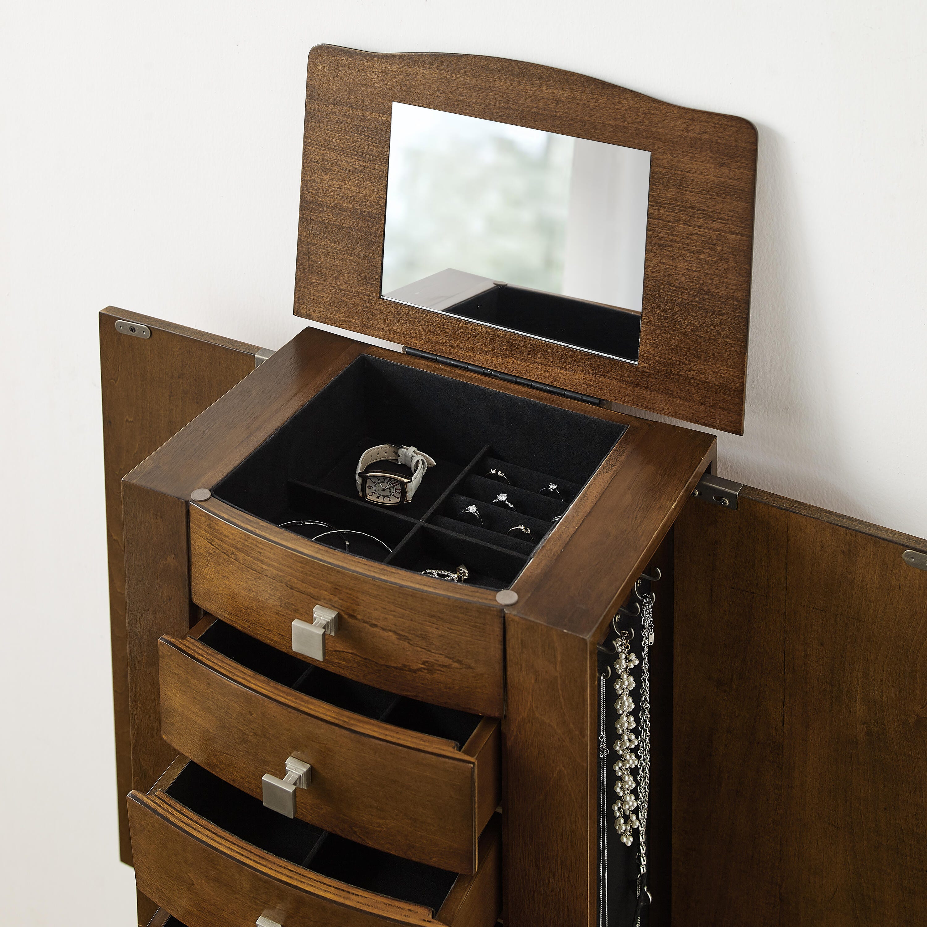 Linon Zaran Jewelry 5 Drawer Armoire, , large