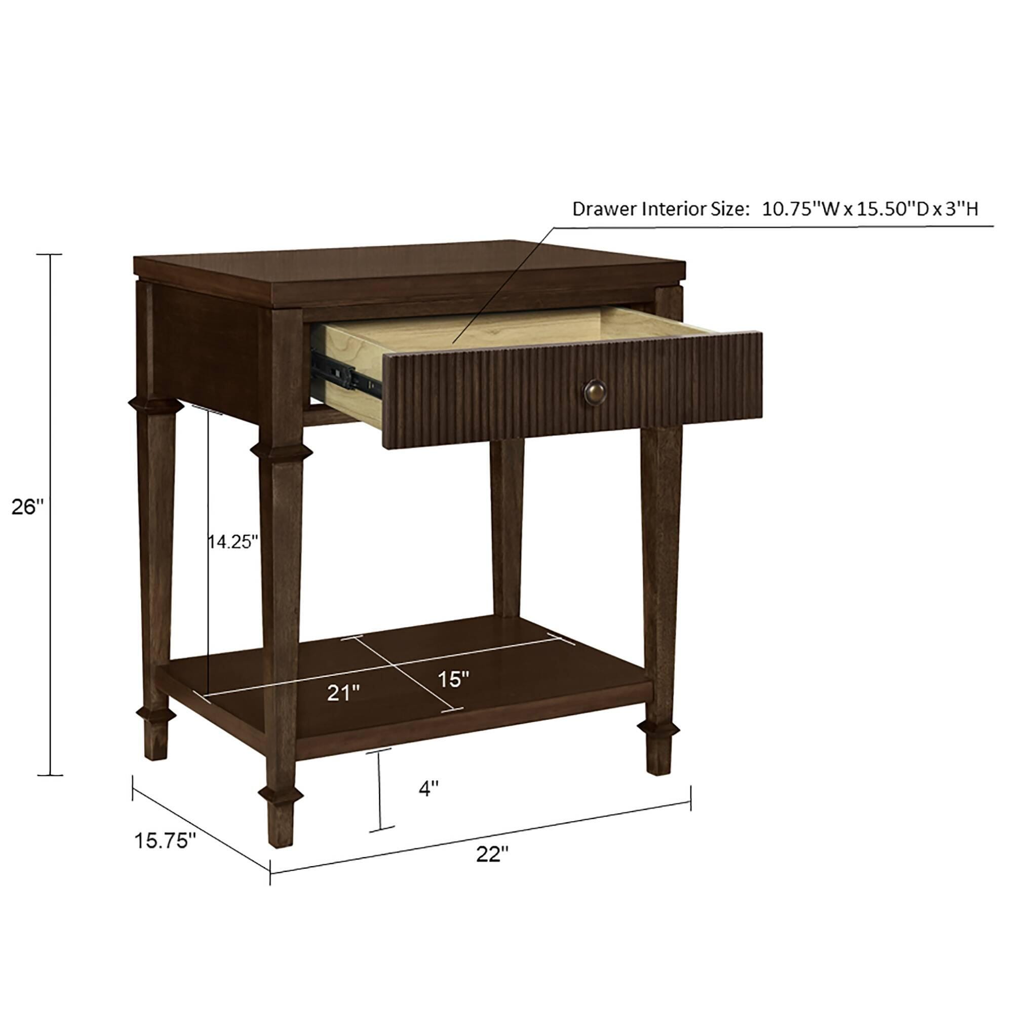 Martha Stewart 22" 1 Drawer Coffee Nightstand, , large