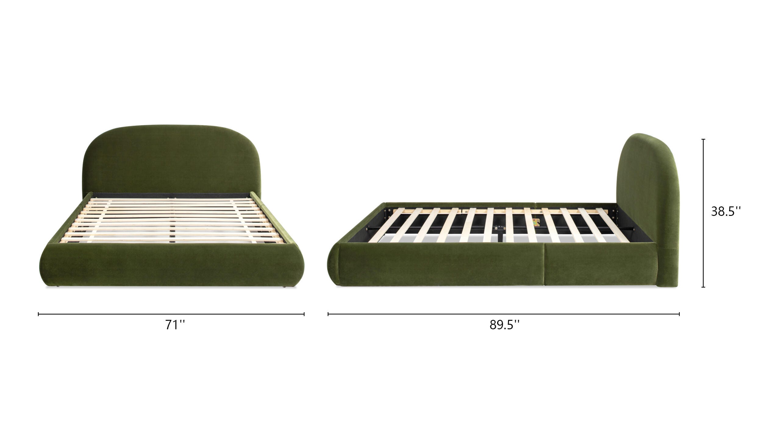 Jennifer Taylor Home Archie Queen Upholstered Platform Bed, Olive Green, large