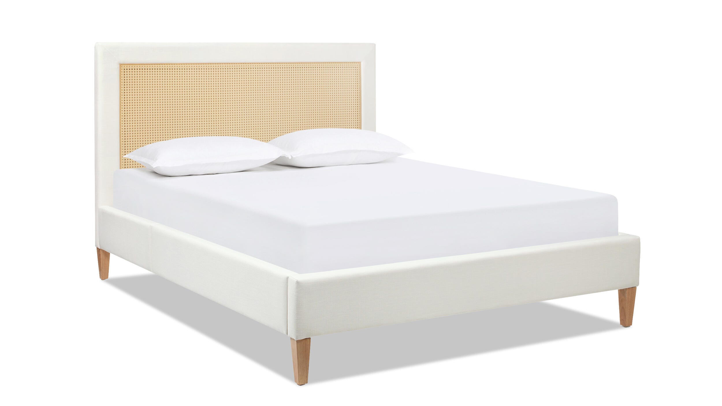 Jennifer Taylor Home Haley Queen Upholstered Platform Bed, Antique White, large