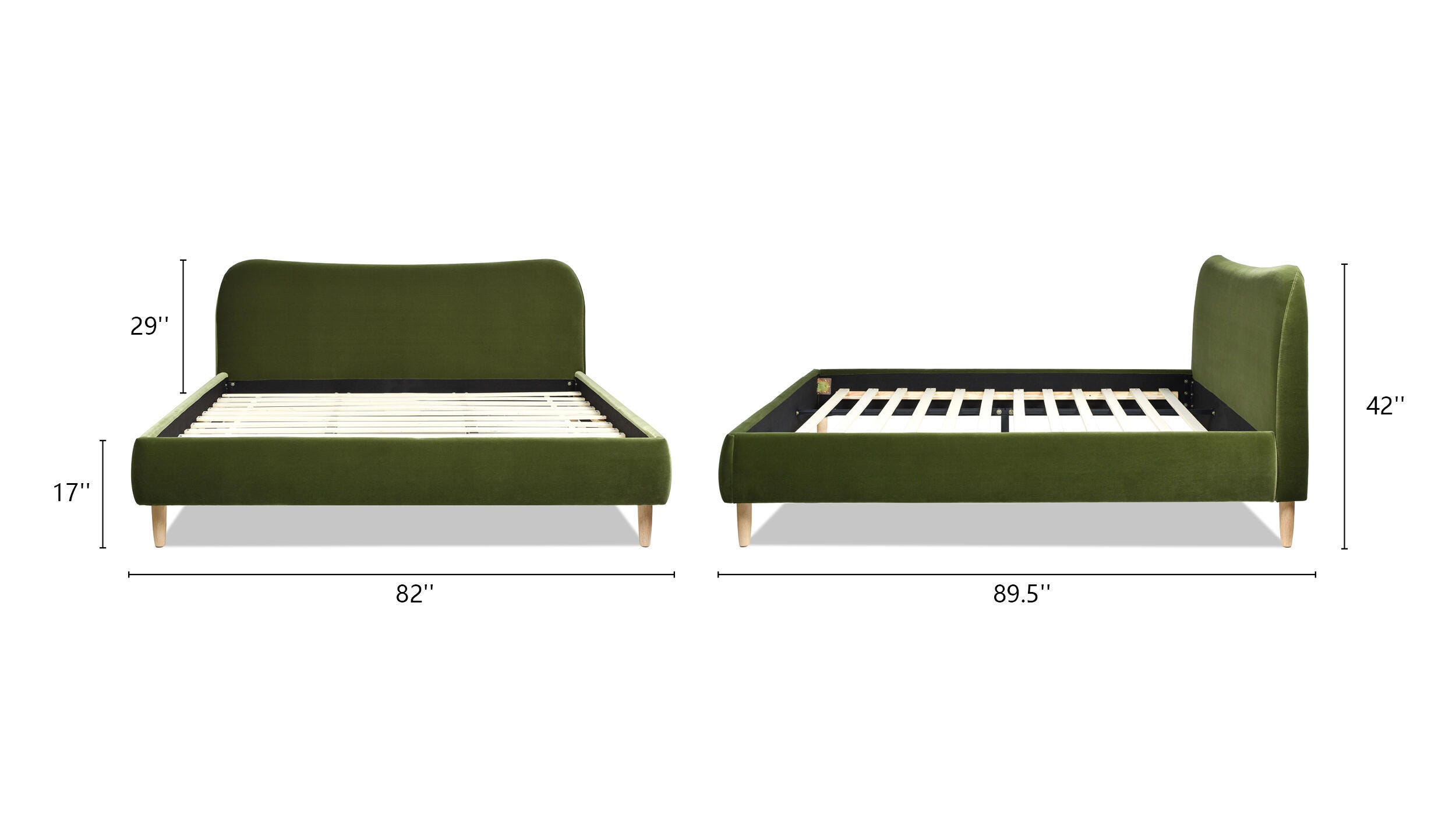 Jennifer Taylor Home Roman King Upholstered Platform Bed, Olive Green, large