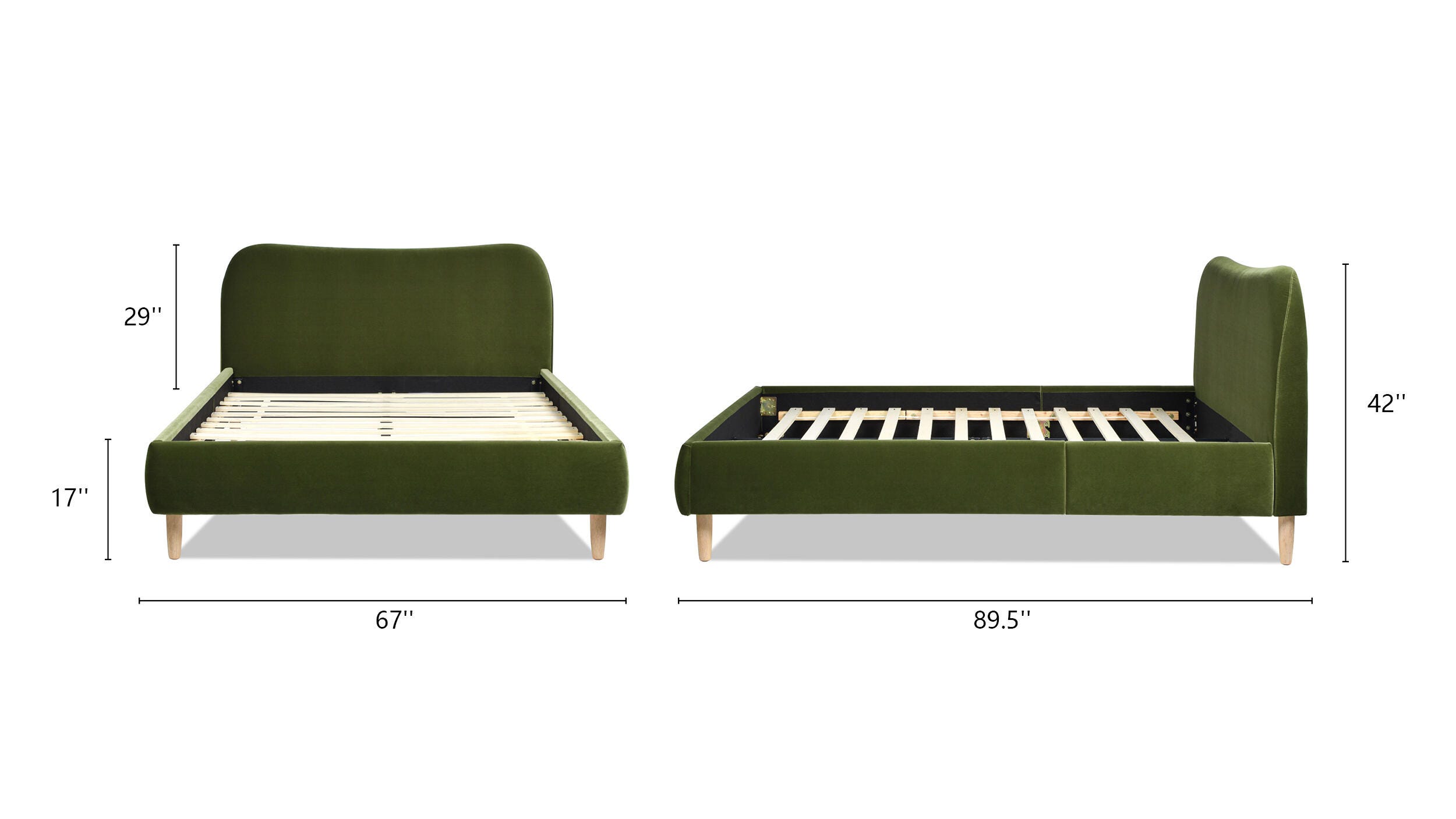 Jennifer Taylor Home Roman Queen Upholstered Platform Bed, Olive Green, large