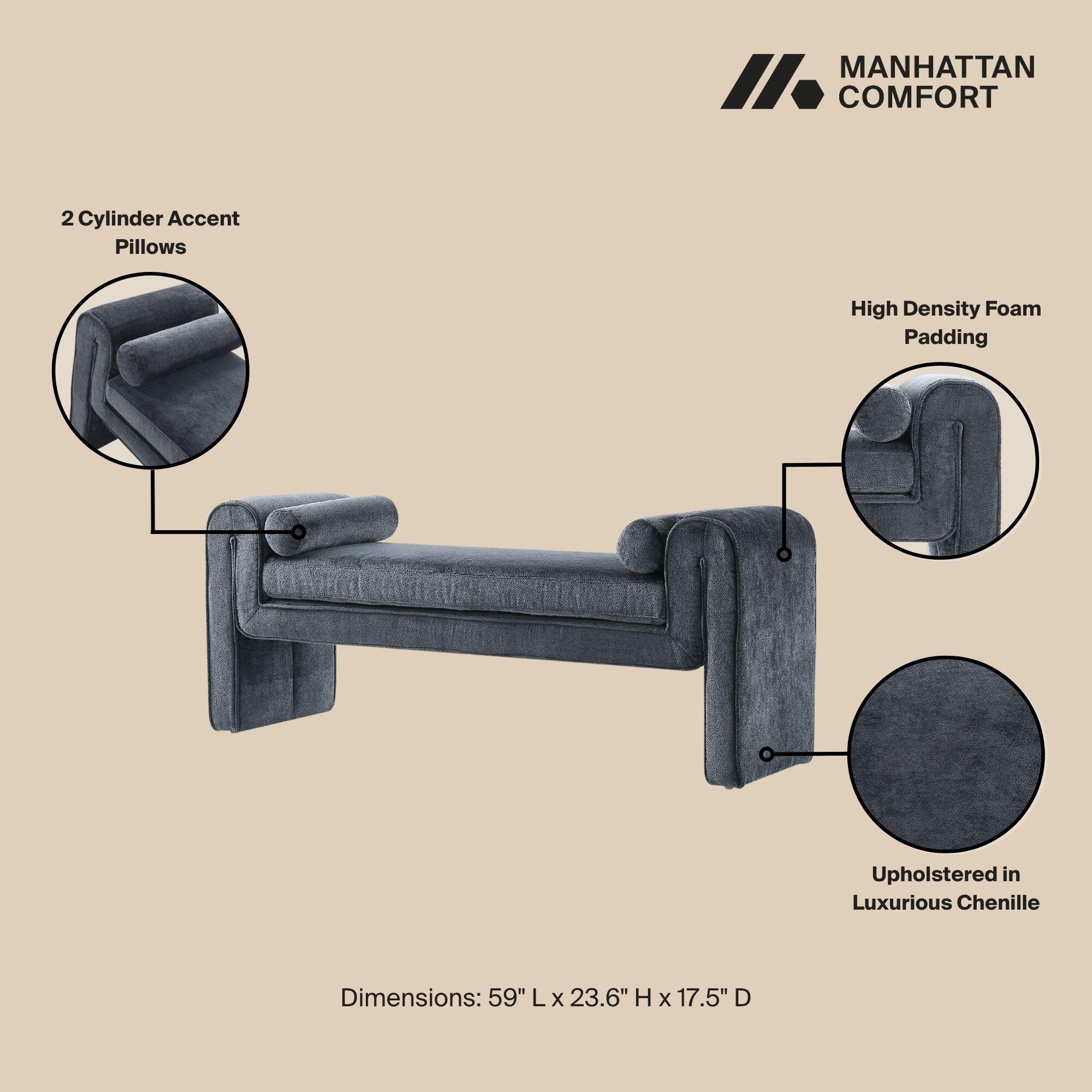 Manhattan Comfort Concord Bench, Black, large
