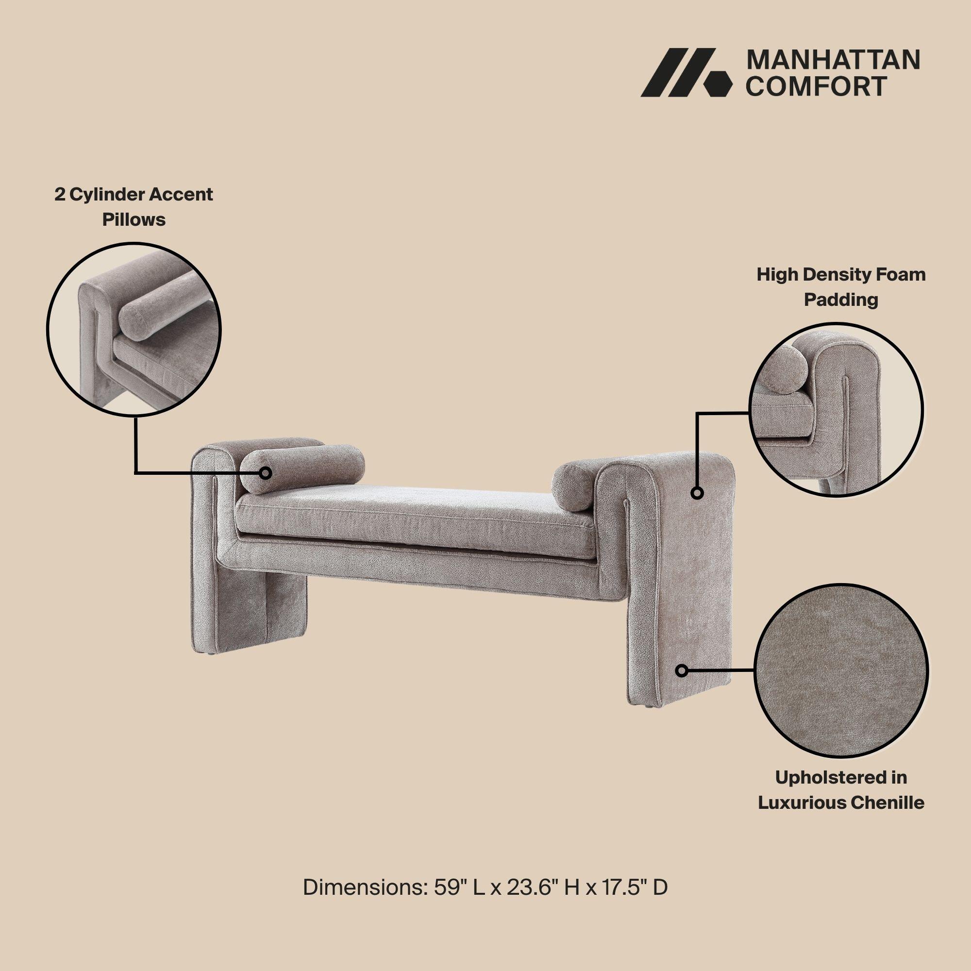 Manhattan Comfort Concord Bench, Dove, large