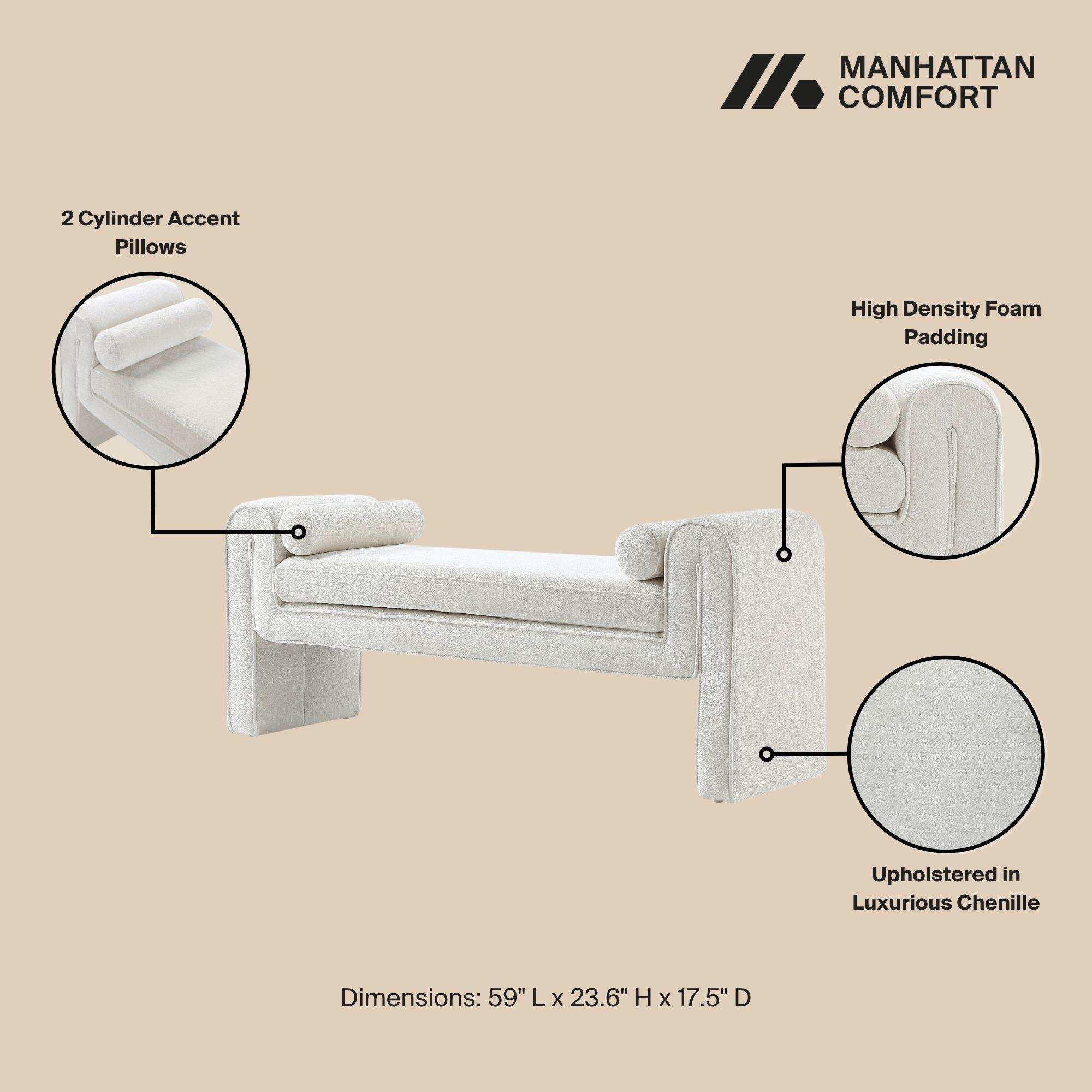 Manhattan Comfort Concord Bench, Ivory, large