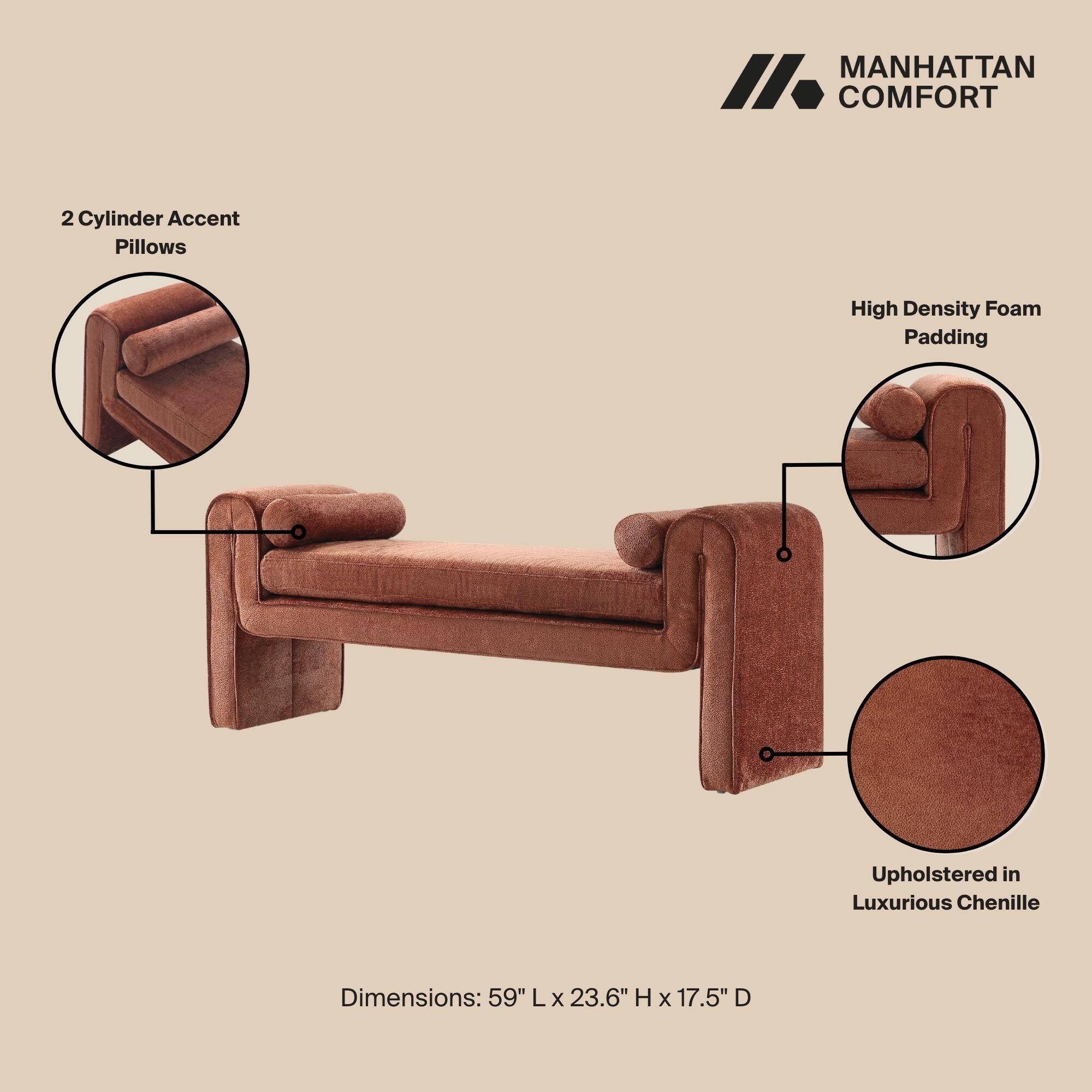 Manhattan Comfort Concord Bench, Terracotta, large