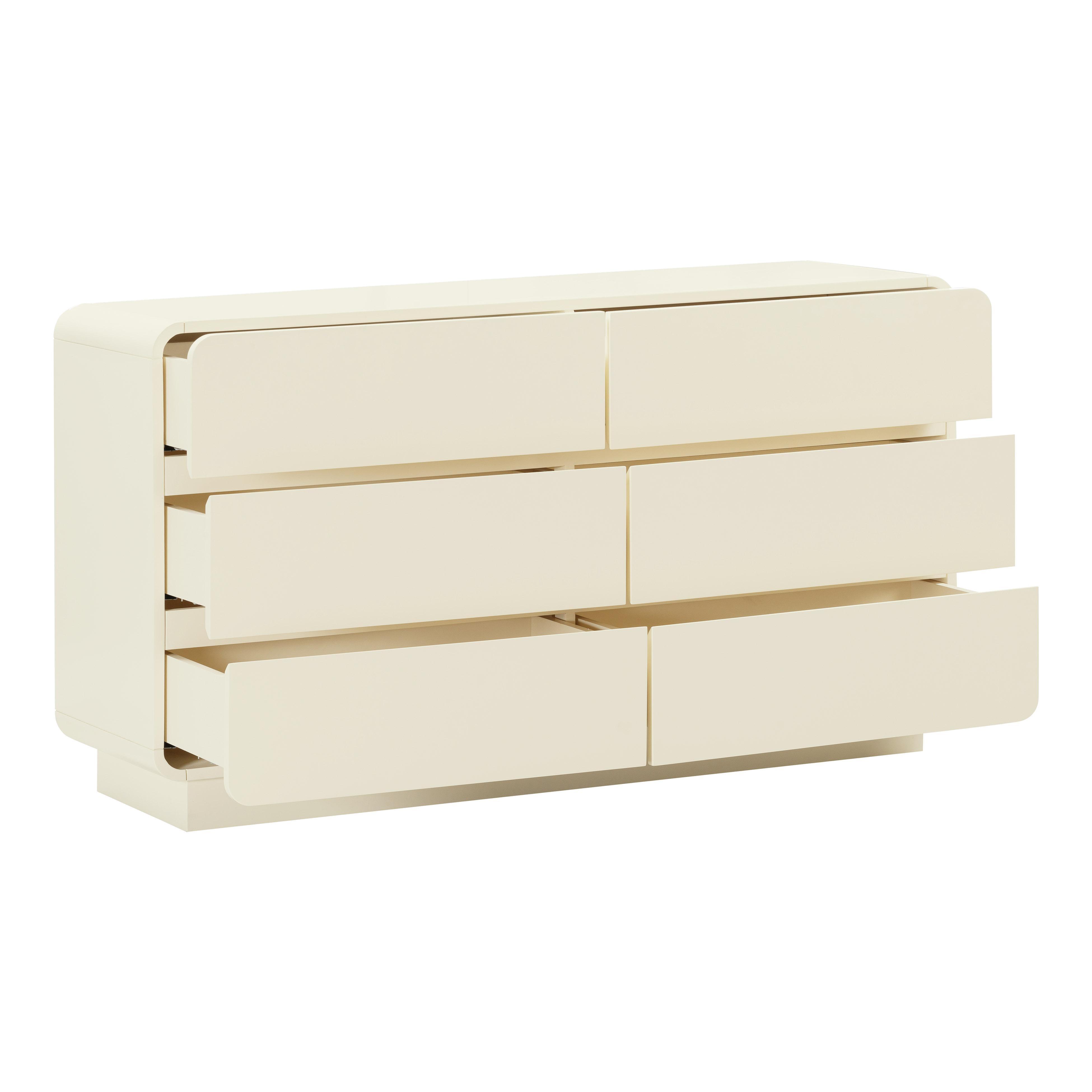 TOV Funriture Sagura 56" 6 Drawer Dresser, Cream, large