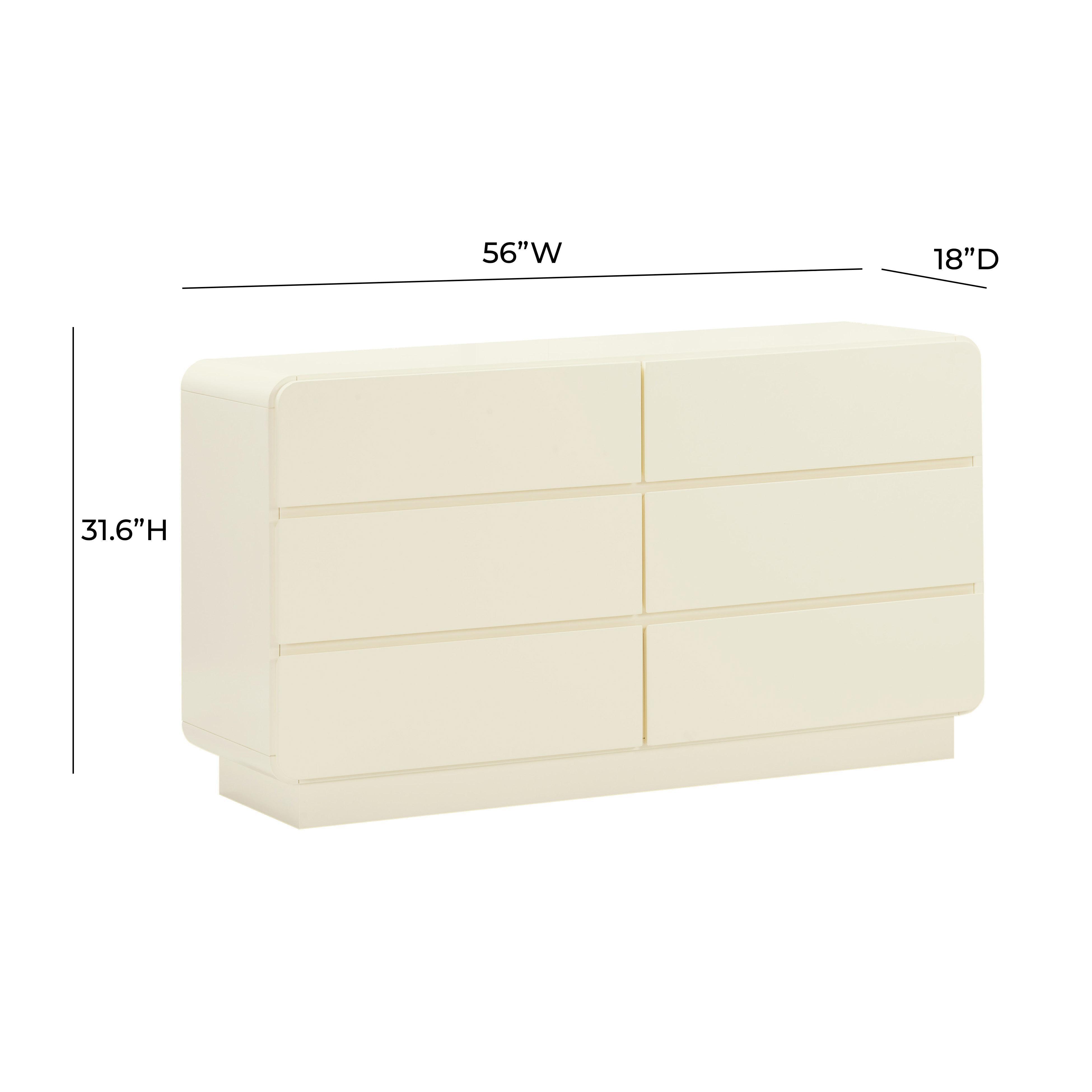 TOV Funriture Sagura 56" 6 Drawer Dresser, Cream, large