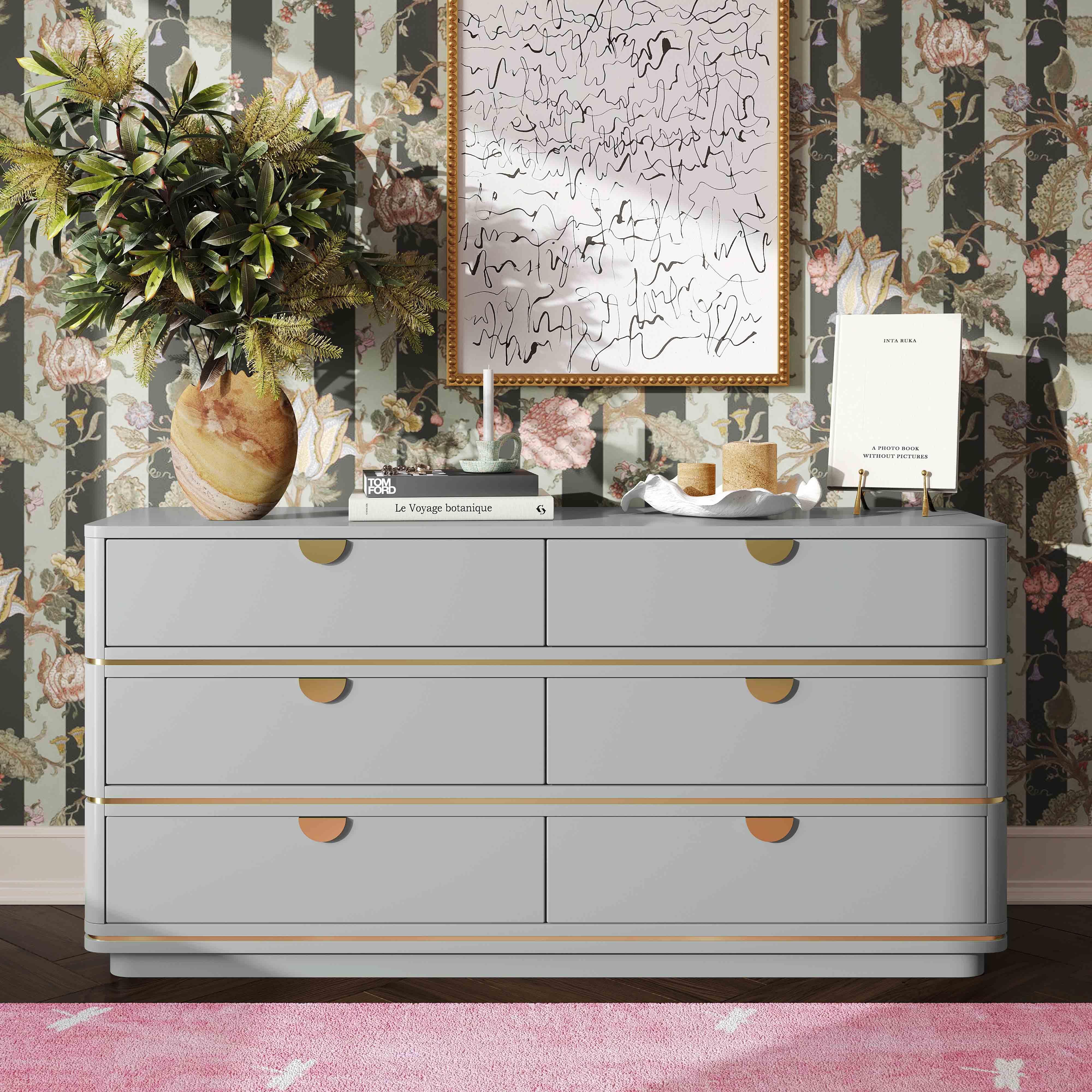 TOV Furniture Julieta 62" 6 Drawer Dresser, Gray, large