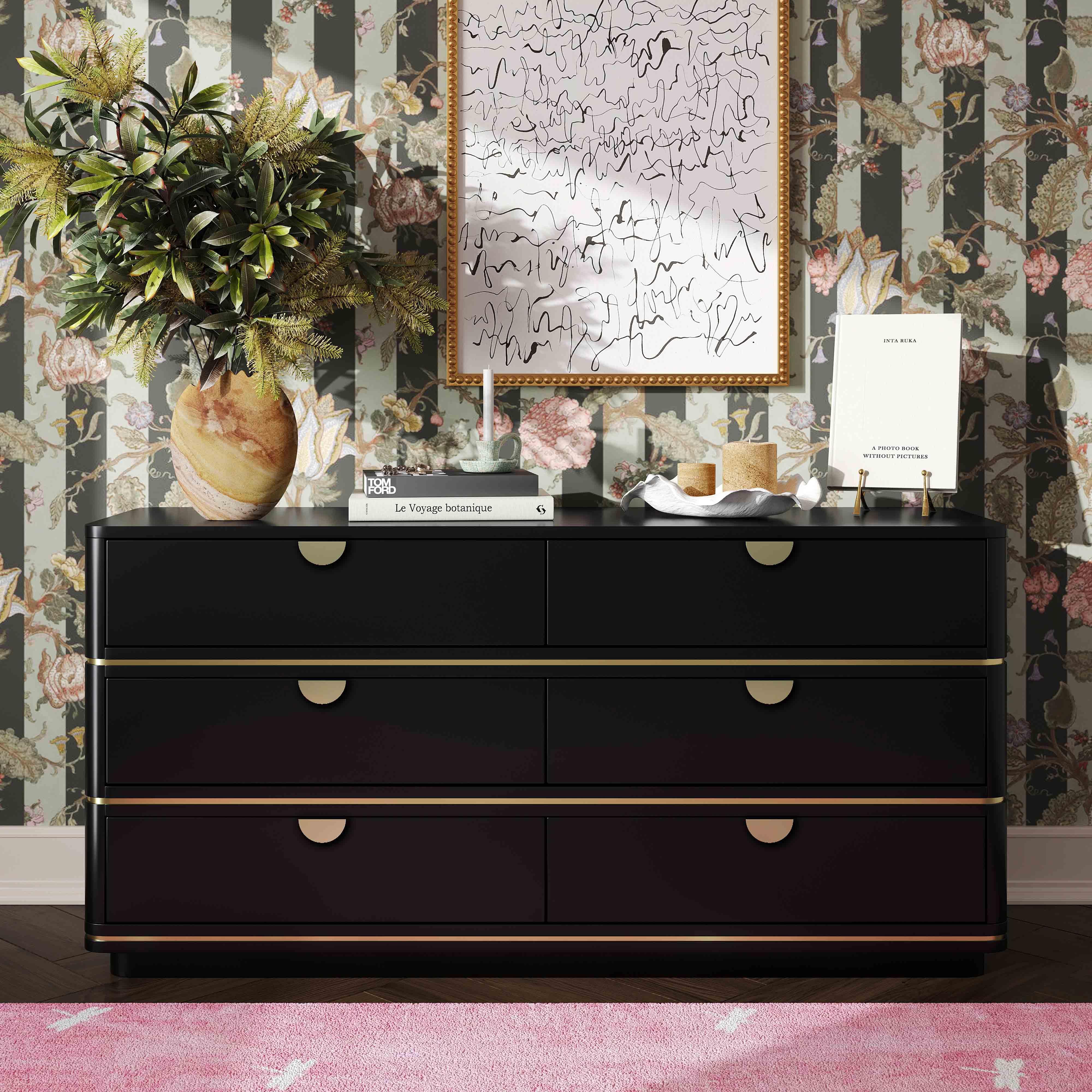 TOV Furniture Julieta 62" 6 Drawer Dresser, Black, rollover
