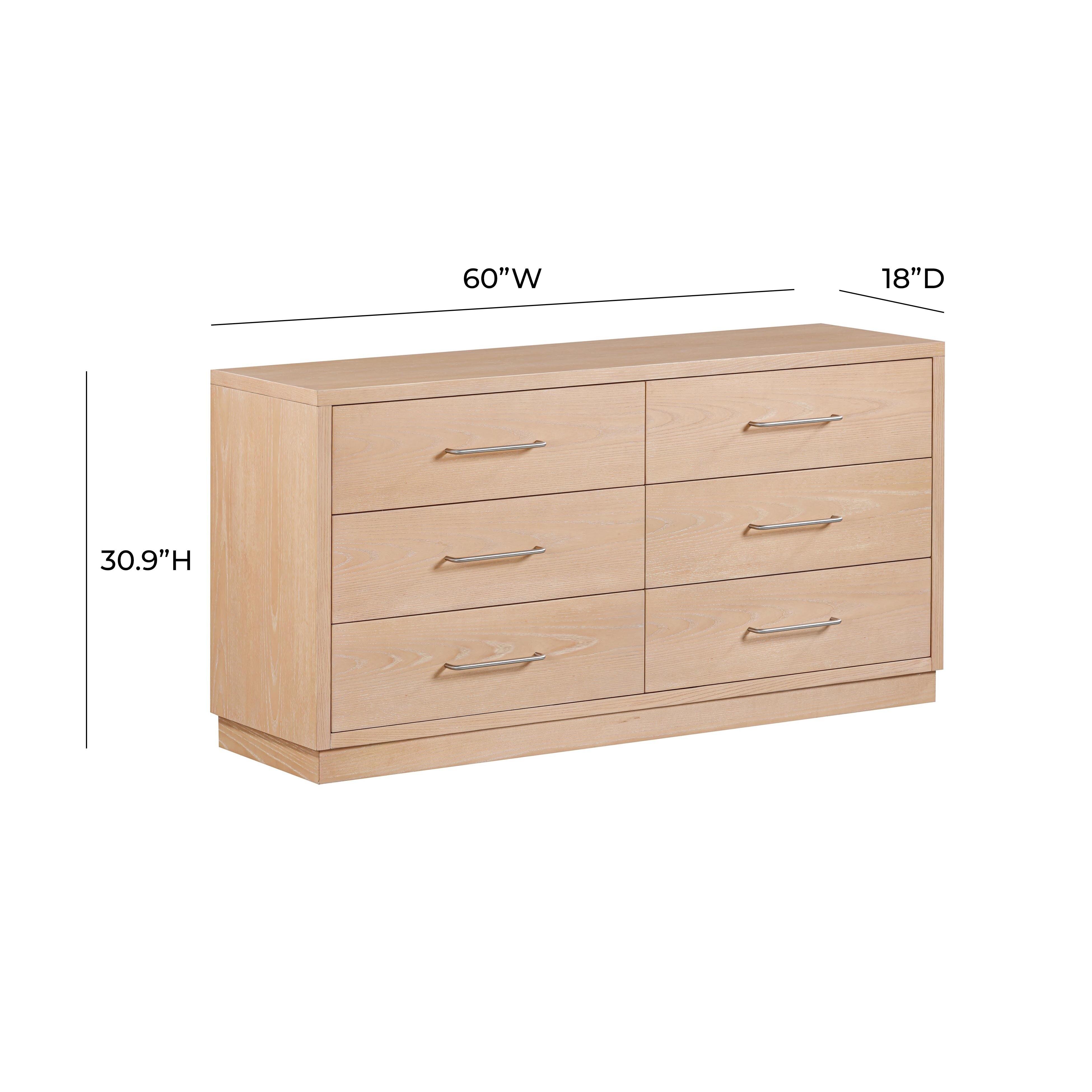 TOV Furniture Marlow 60" 6 Drawer Dresser, Natural, large