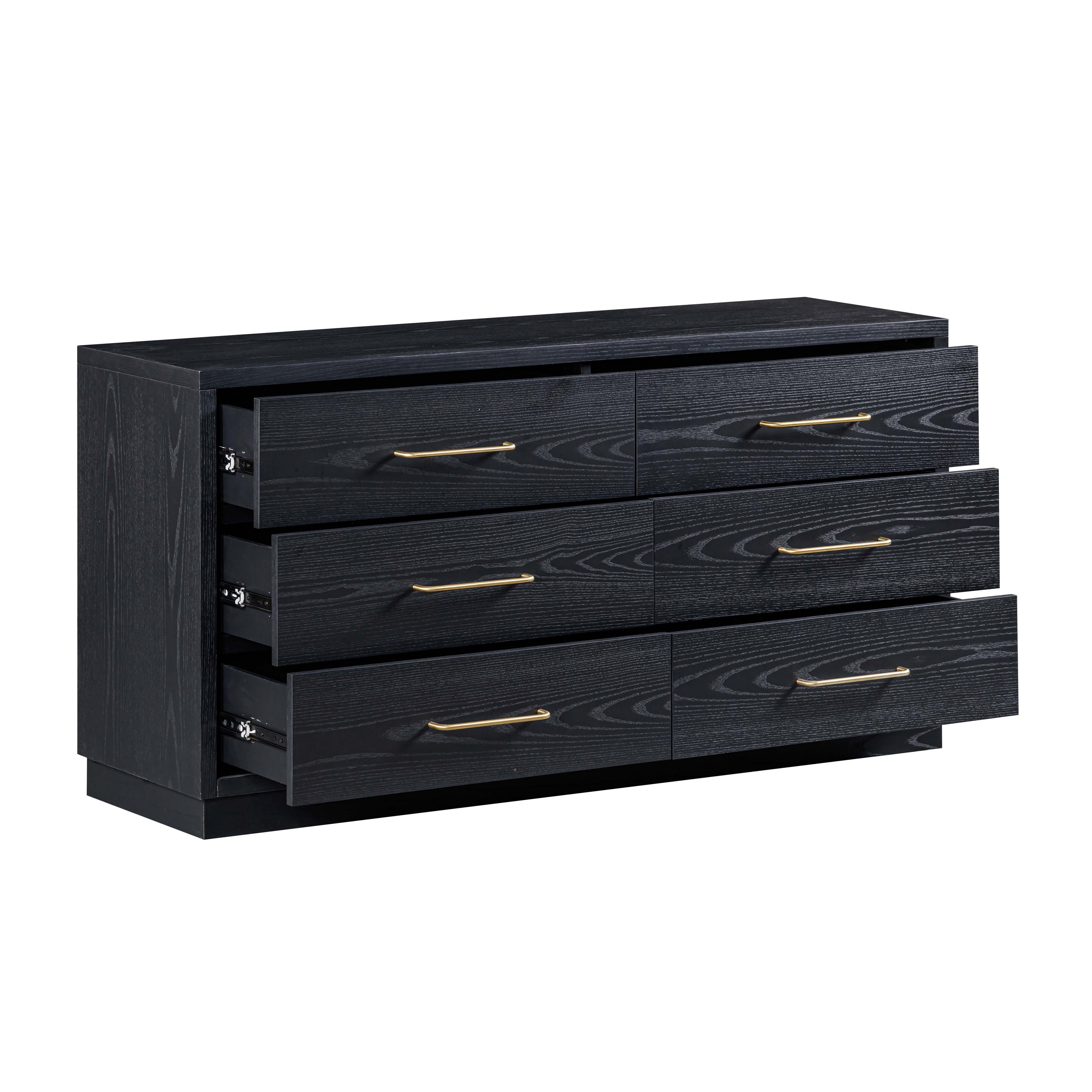 TOV Furniture Marlow 60" 6 Drawer Dresser, Black, large